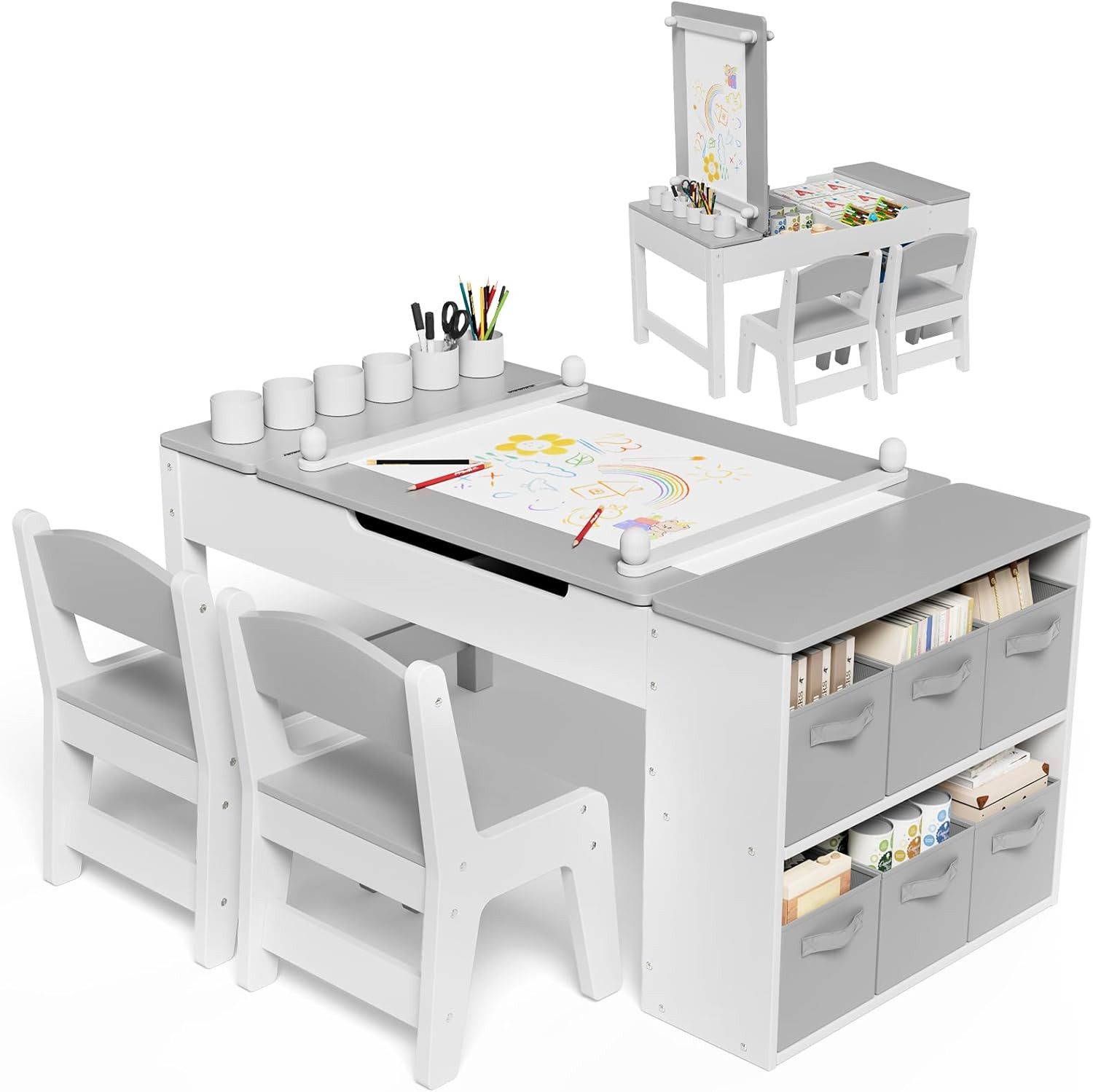 TLGREEN Kindertisch mit 2 Stühlen, Kinder Tisch Stuhl Set Holz (Kindersitzg günstig online kaufen