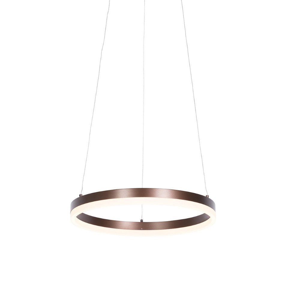 Qazqa Pendelleuchte Anello, LED fest integriert, (nicht austauschbare) LED, Bronze, Modern, Aluminium, 1-flammig