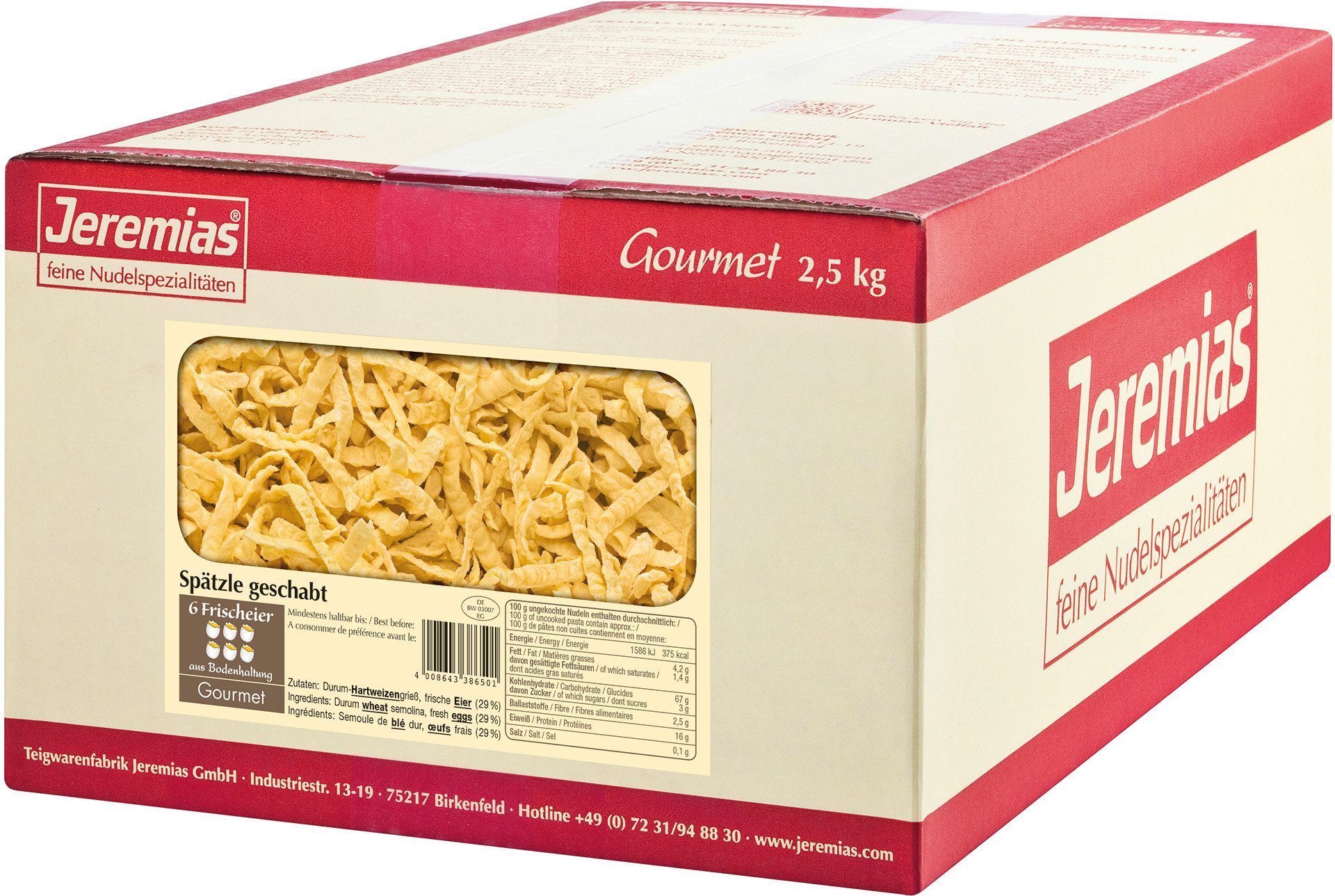 Jeremias Nudeln, Jeremias Gourmet Schwäbische Spätzle geschabt Nudelspezialität 2500g
