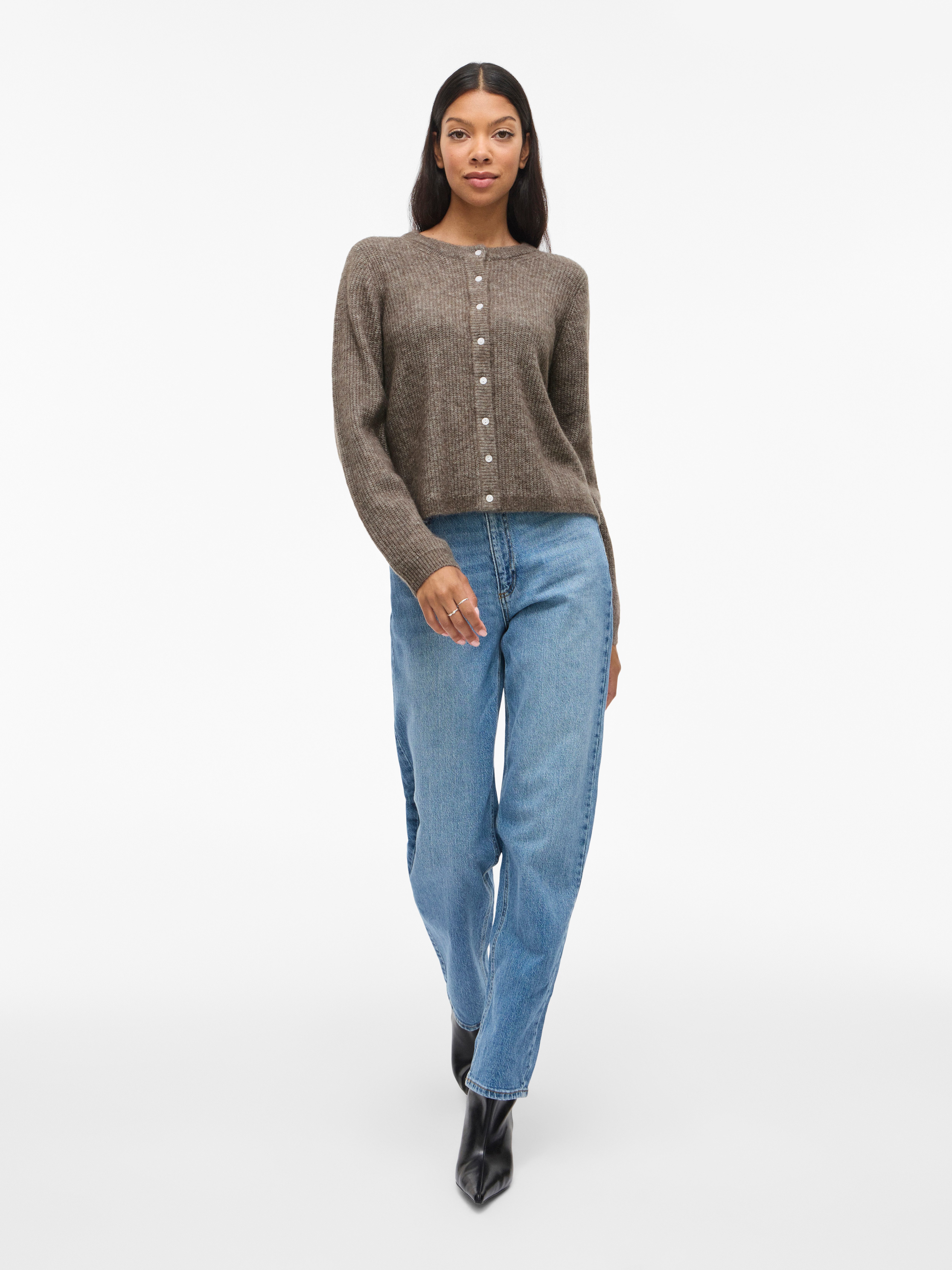 Vila Strickjacke VILORY O-NECK L/S KNIT CARDIGAN-NOOS Materialmix, regular fit