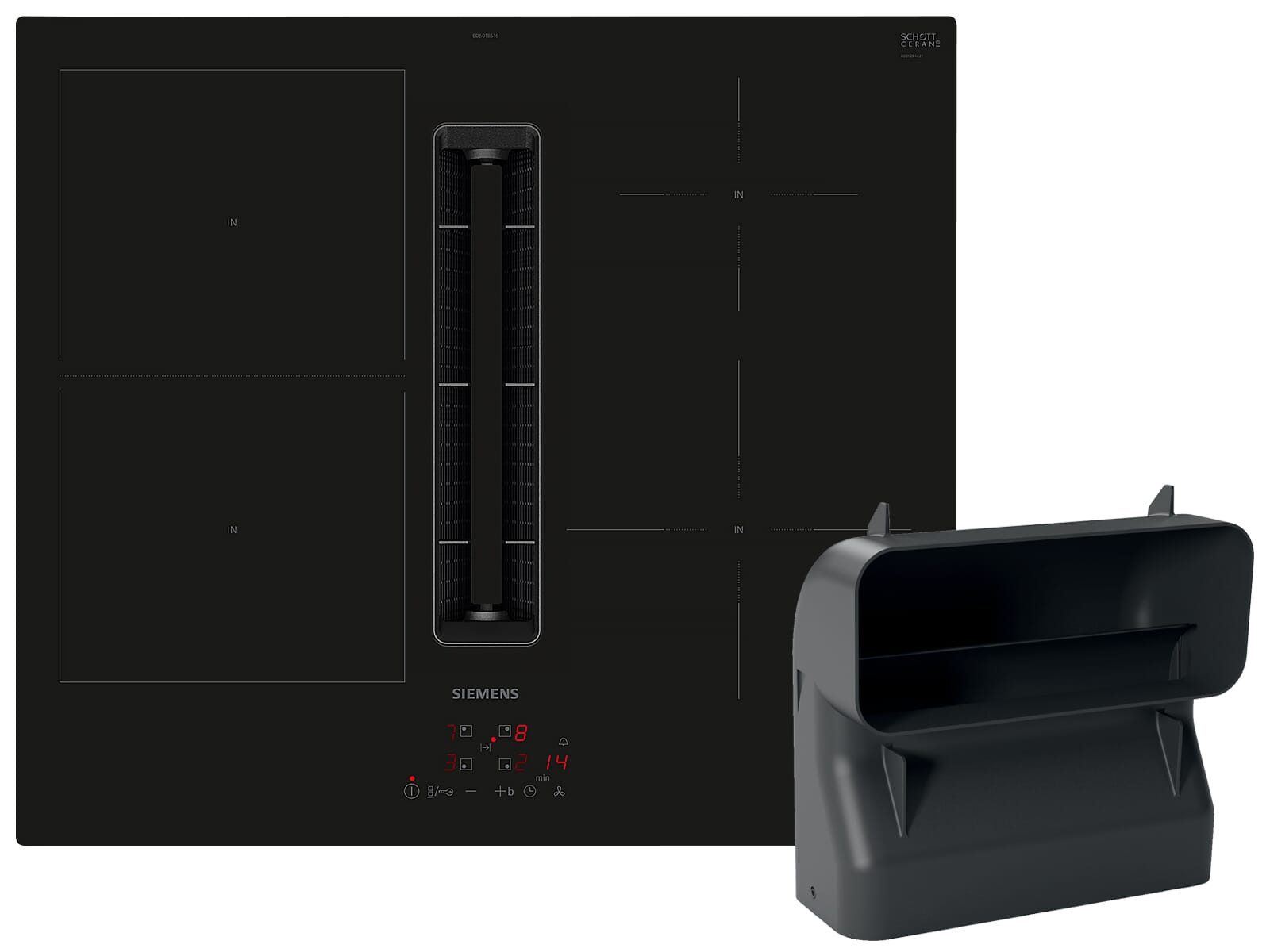 SIEMENS Kochfeld mit Dunstabzug ED601BGA6, Powerboost-Funktion, Timer, TouchControl-Bedienung