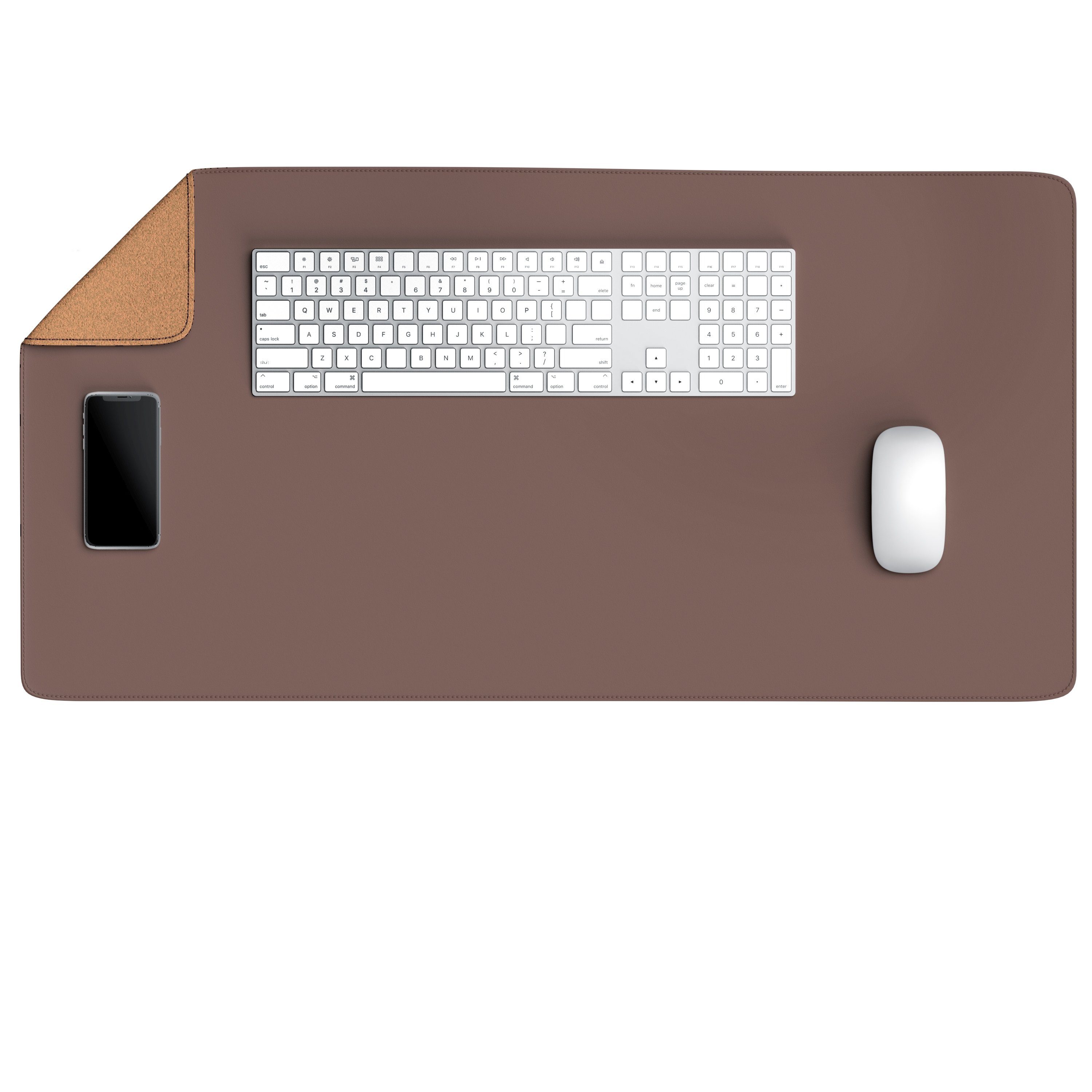 CSL Mauspad XXL Mousepad 800 x 400 x 3 mm, Tischunterlage, Elegante Leder Optik, rutschfest, abwaschbar, Geschwindigkeit & Präzision, Khaki