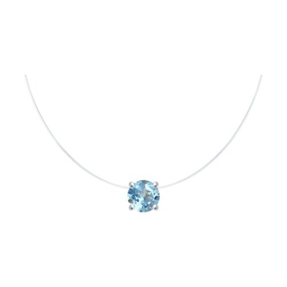 Charm-Kette Halskette Kunststoff 925 Silber Anhänger Topas Sky Länge 45 cm