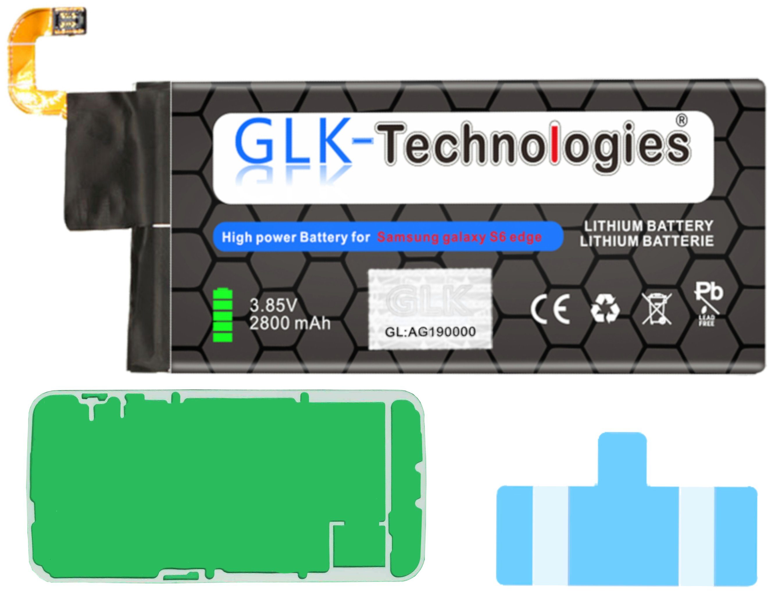 GLK-Technologies High-Capacity Ersatzakku kompatibel mit Samsung Galaxy S6 Edge SM-G925F / EB-BG925ABE, Original GLK-Technologies Battery, accu, 2800 mAh Akku, Ohne Set Smartphone-Akku 2800 mAh