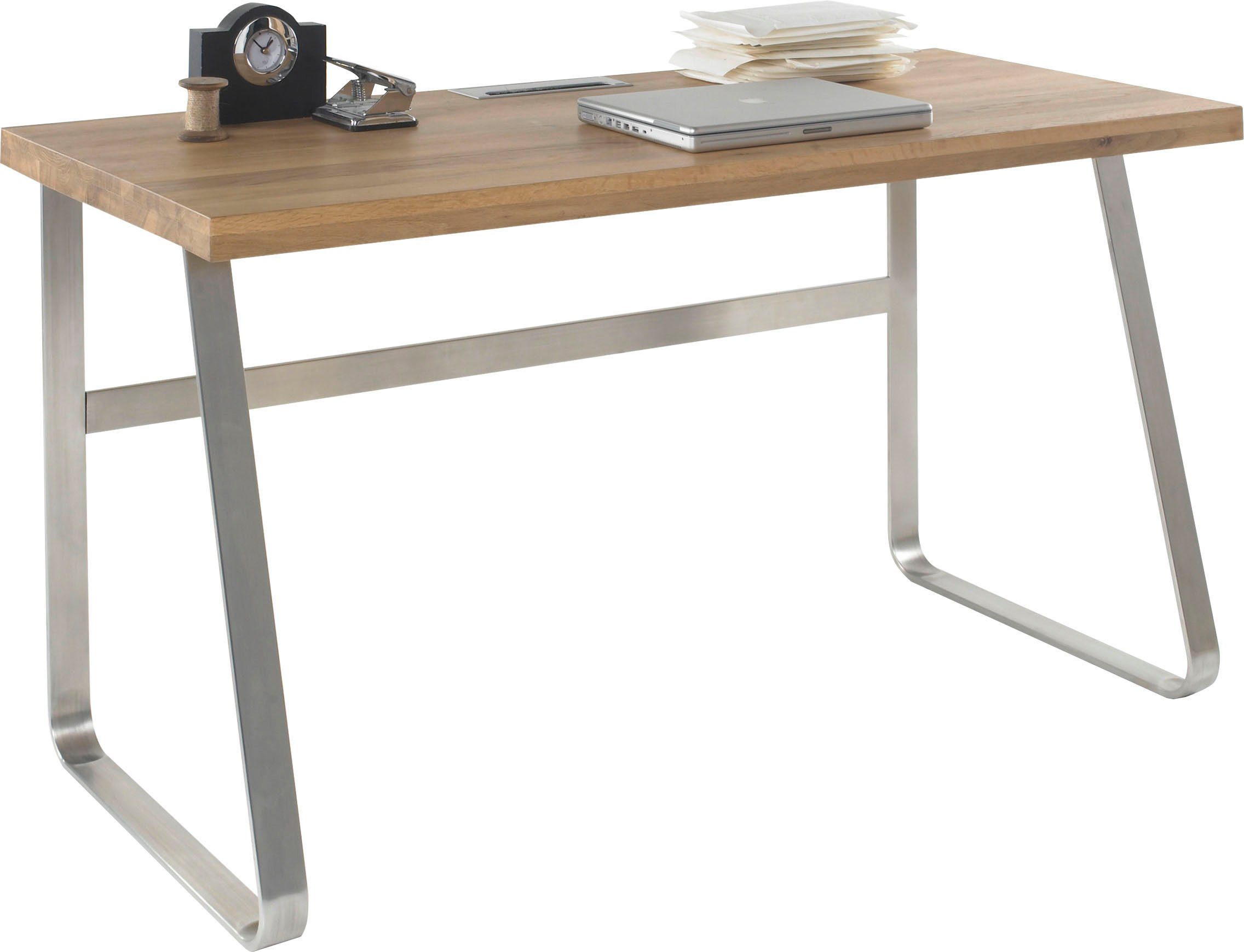 MCA furniture Schreibtisch Beno, Eiche Breite cm mit 140 Edelstahloptik | Eiche Gestell in