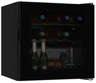 exquisit Weinkühlschrank WS1-12-GT-030G,für 14 Flaschen Isolierglastür schwarz EEK: G