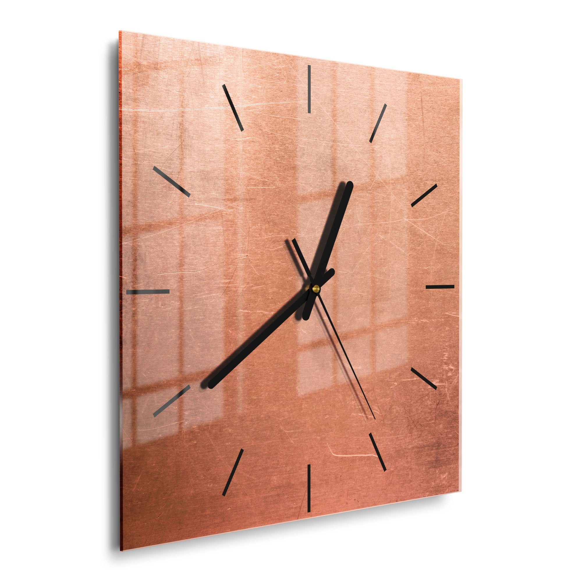 DEQORI Wanduhr 'Kupferplatte mit Kratzern' (Glas Glasuhr modern Wand Uhr De günstig online kaufen