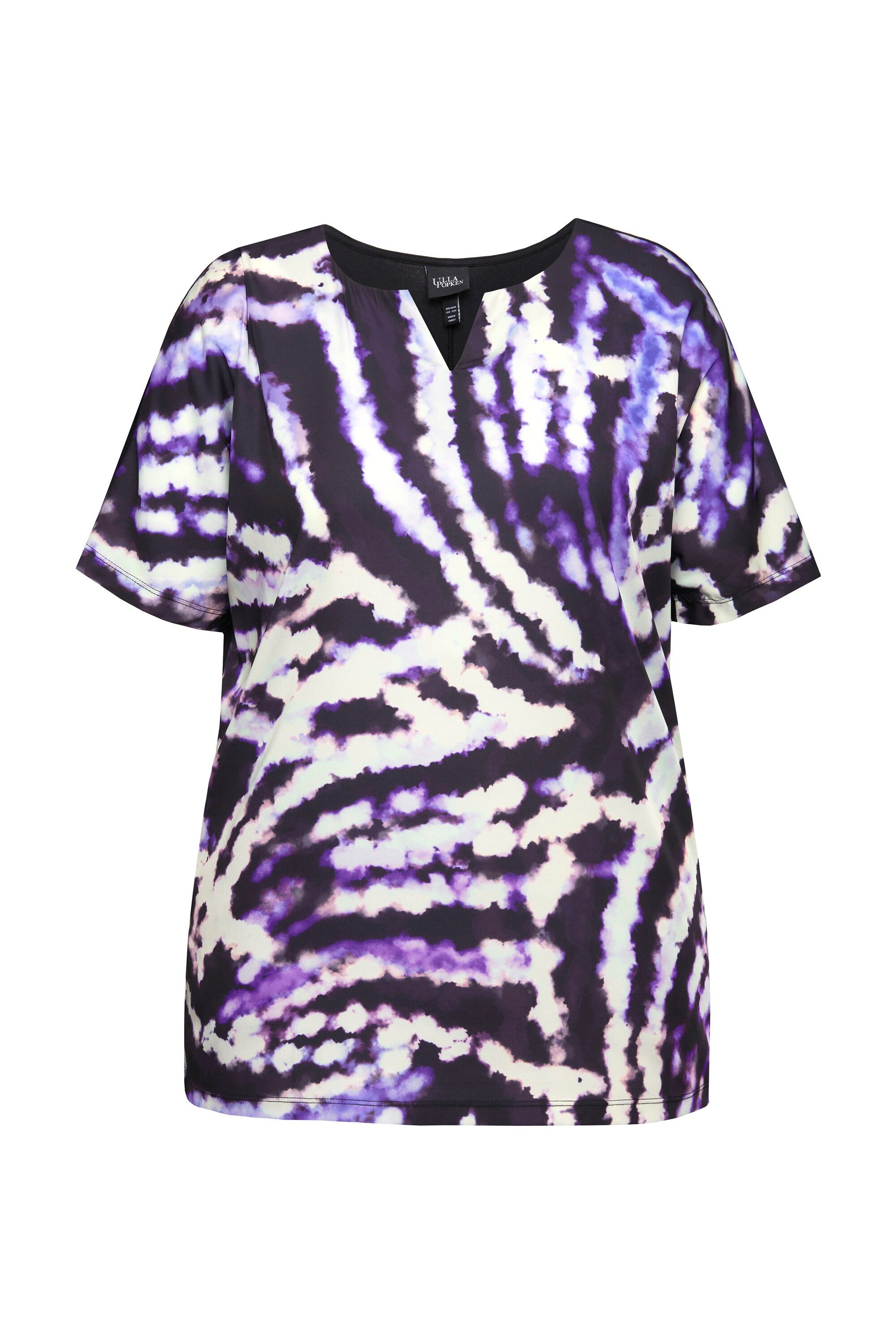 Ulla Popken T-Shirt Blusenshirt Batikmuster Tunika-Ausschnitt Halbarm günstig online kaufen