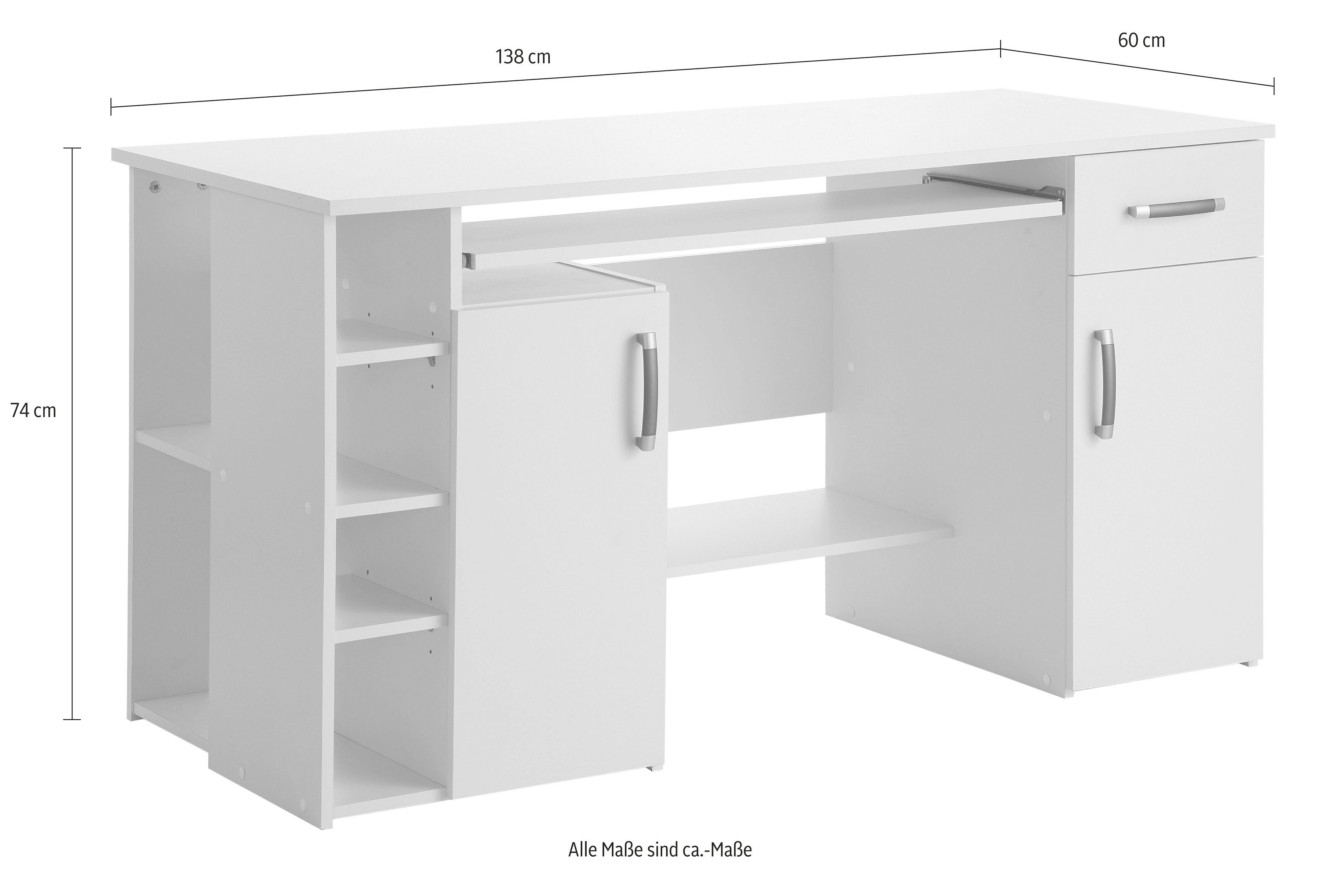 Schreibtisch in Made mit Tim, Möbelfabrik 5 Germany buchefarben VOGL Fächern und Tastaturauszug,