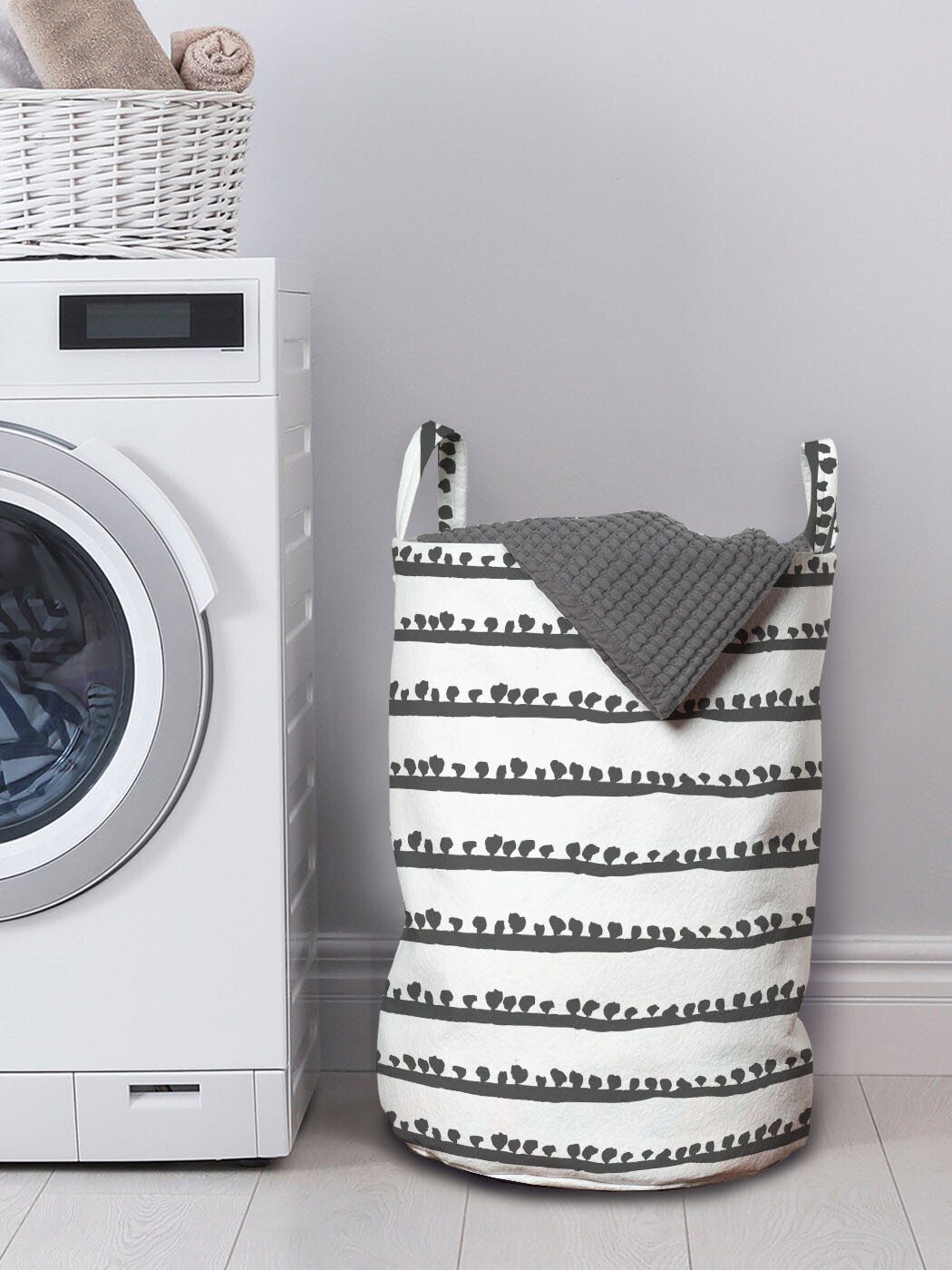 horizontale Wäschesäckchen Zufällige Waschsalons, Kordelzugverschluss Abstrakt Abakuhaus mit für Wäschekorb Streifen Griffen