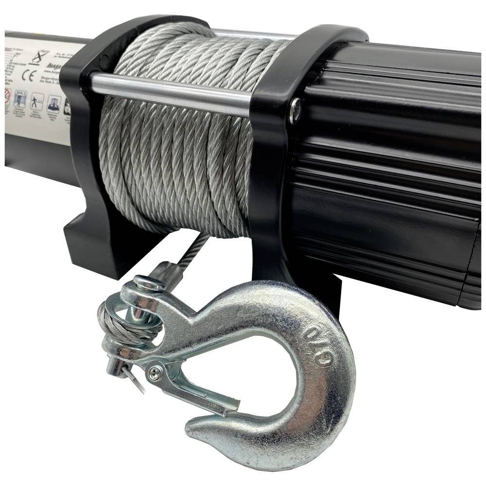 Berger & Schröter Seilwinde Seilwinde 12 V 3150 kg Stahlseil 31767, Funk-Fernbedienung, inkl. Rollenfenster