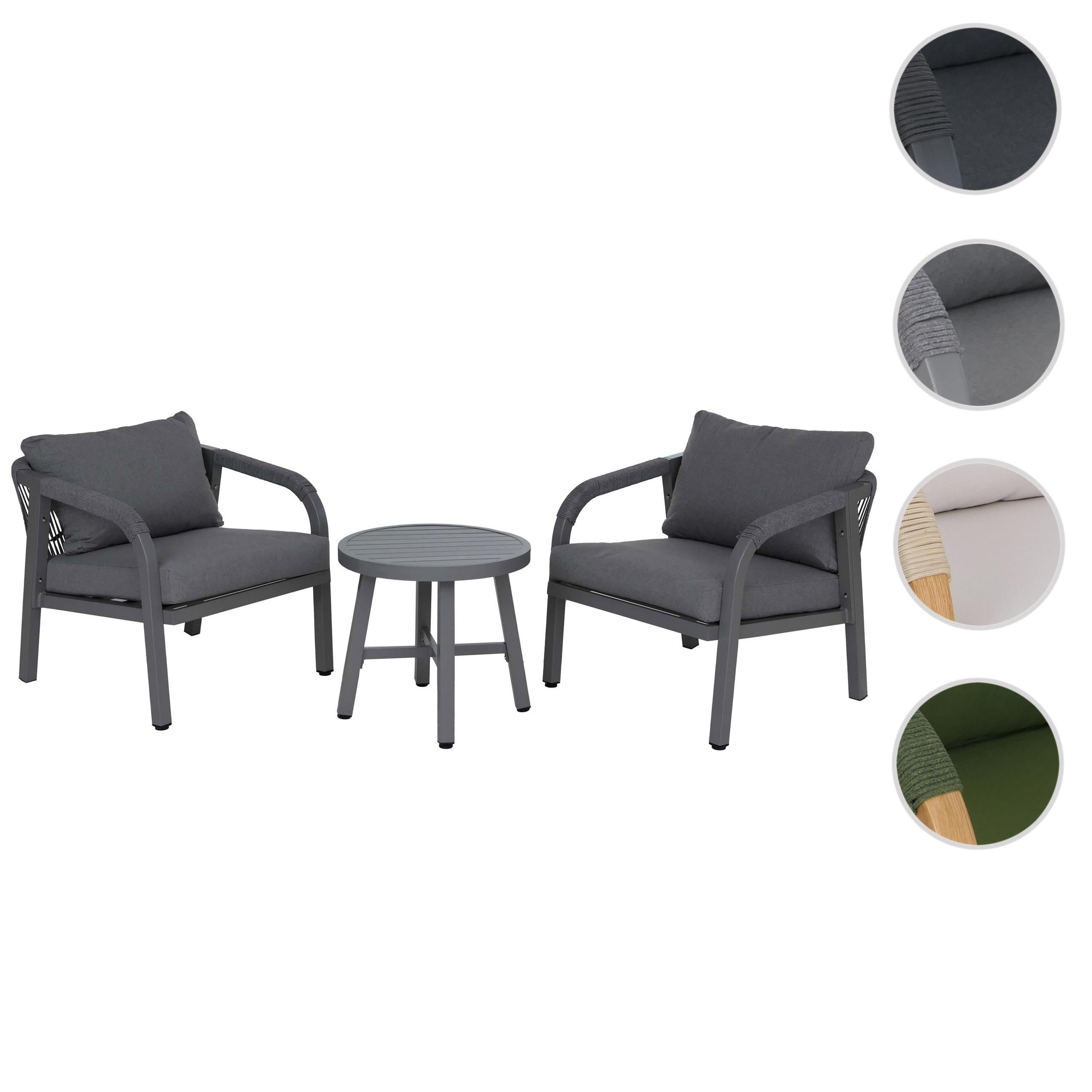 MCW Loungeset MCW-P82, (Set, 3-tlg), Mit elastischem Seilgeflecht, Inkl. wetterfeste Sitz- und Rückenkissen