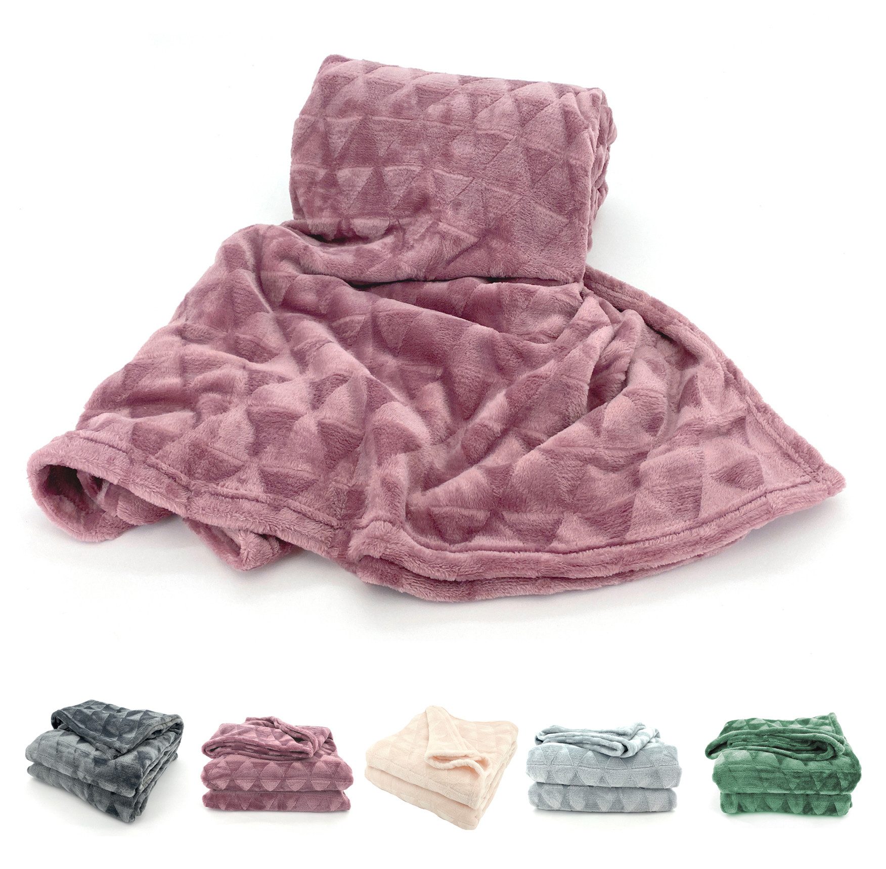 Wohndecke Soft Flanell Kuscheldecke Triangel Raute Sofadecke, heimtexland, super weich und flauschig, Всеrgiker geeignet, atmungsaktiv