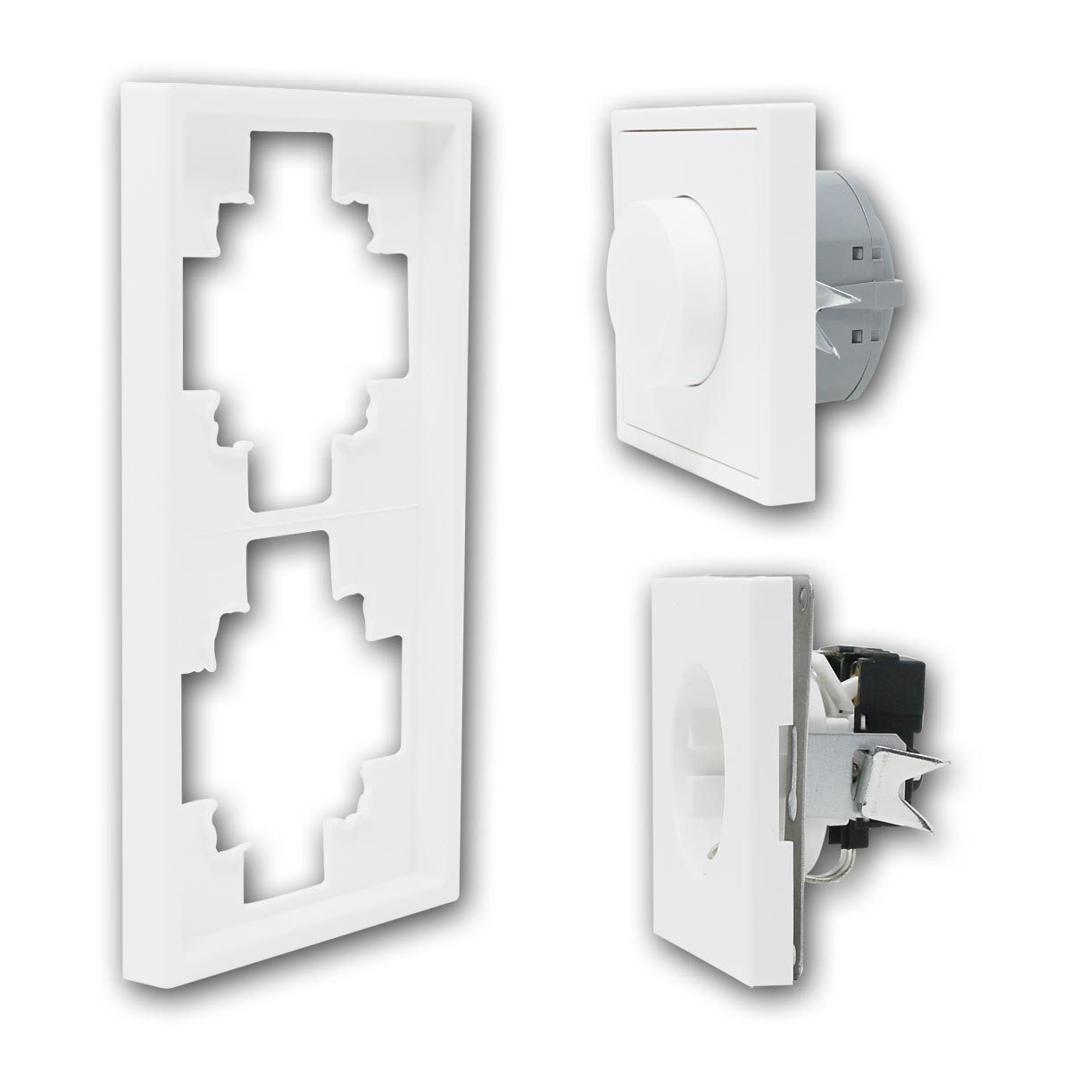 McPower Drehdimmer LED-Dimmer mit Steckdose Kombination SHALLOW weiß