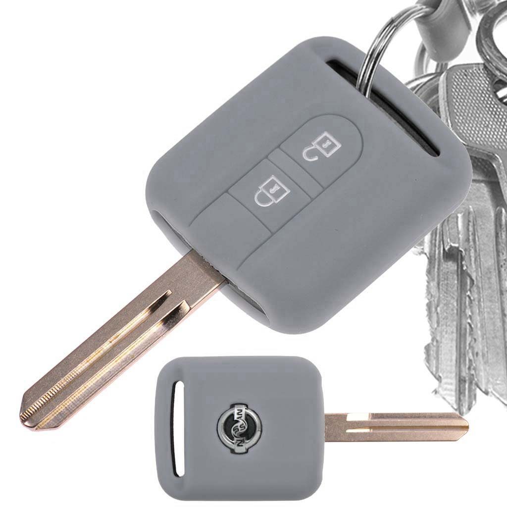 Grau, Tasten mt-key X-Trail für II Schlüsseltasche Autoschlüssel Softcase Primera Almera Qashqai 2 Schutzhülle Note Tiida Nissan Silikon