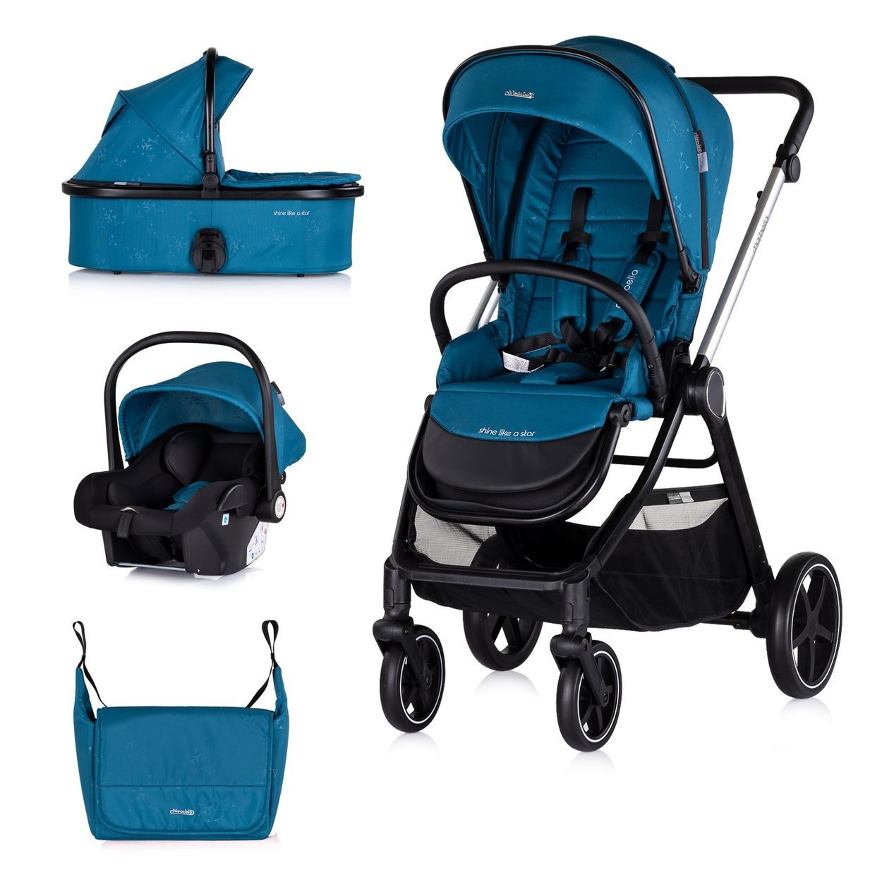 Chipolino Kombi-Kinderwagen Комбинированые детские коляски 3in1 Marbella, Fußabdeckung Einlage i-Size Babyschale