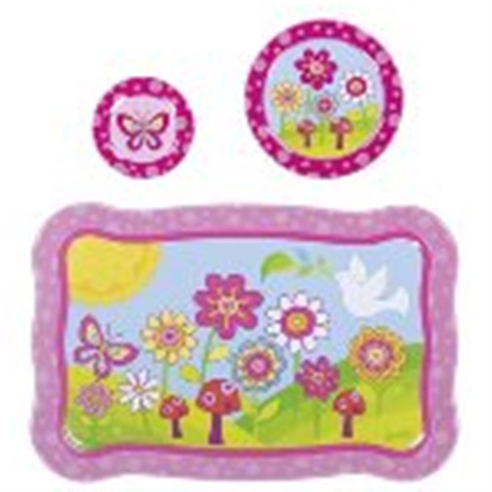 goki Spielküche Teeservice Kinder Metall Teeset Puppengeschirr Funky Flowers 14-teilig, Ideal für Rollenspiele und kreative Teepartys