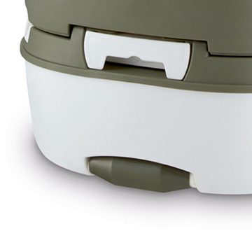 Enders® Campingtoilette Deluxe Green Set, (Spar-Set, inkl. 1L RINSE + 1L GREEN + 4 Rollen selbstauflösendes Toilettenpapier), Kolbenpumpe, farbige Füllstandsanzeige, integrierte Transportrolle