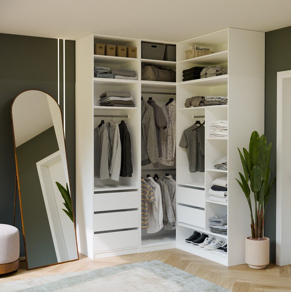 Raumhirsch Furniture Kleiderschrank Kleiderschrank, Garderobensystem, Schranksystem, Garderobe (Maße 260 x 50 x 250 (H) cm, 3 Segmente, 2 Kleiderstangen) Mit Schubladen, Modulares System