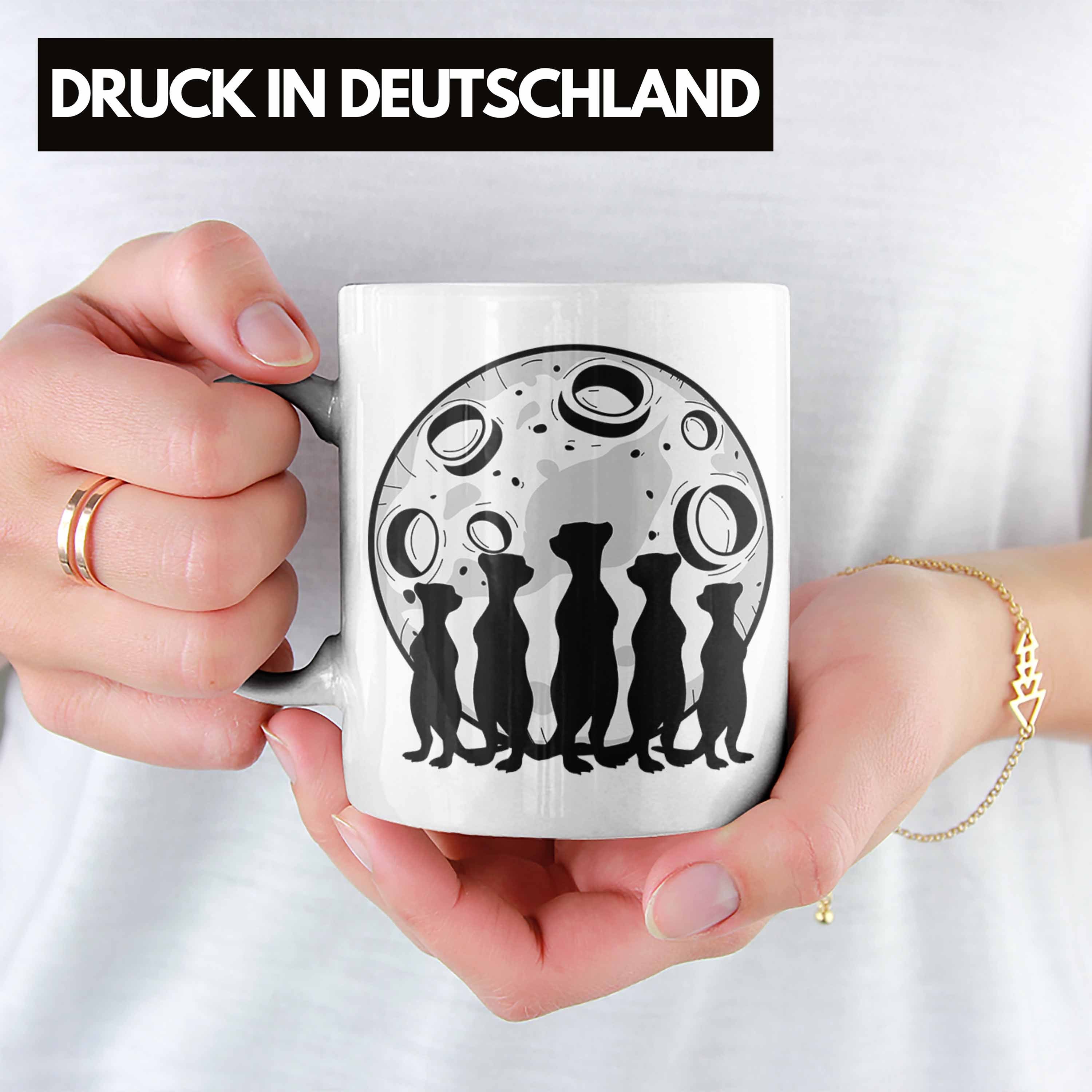 Trendation Tasse Lustige Erdmännchen Tasse Weiss Erdmännchenliebhaber Geschenk Grafi für Mond