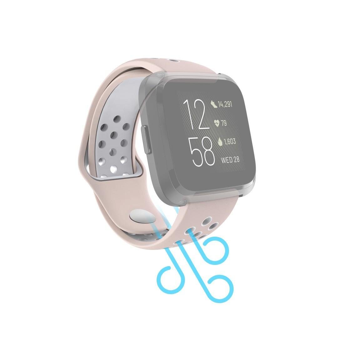 Hama Smartwatch-Armband atmungsaktives 2/Versa/Versa Versa Fitbit Ersatzarmband Lite, 22mm rosa