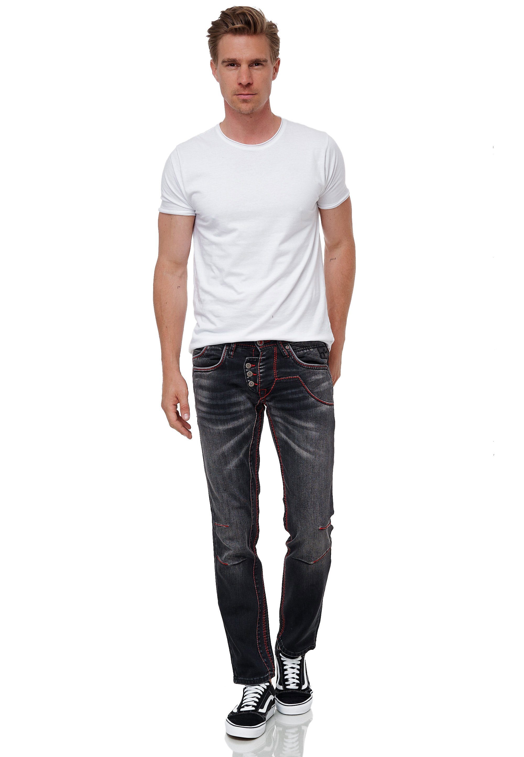 Rusty Neal Straight-Jeans RUBEN 45 mit trendigen Kontrastnähten