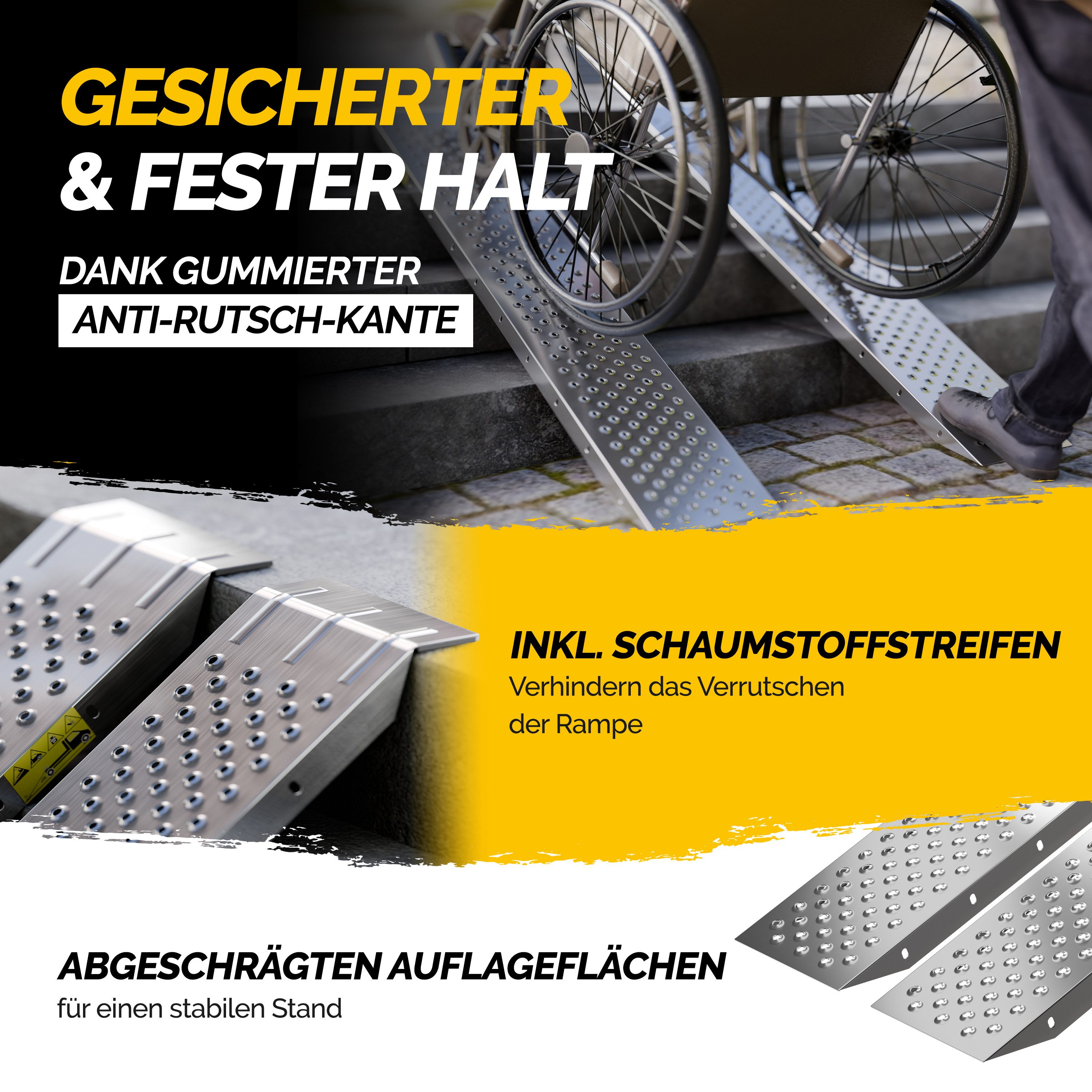 monzana Auffahrrampe MZAR200 (2-St), 400kg Laderampe verzinkter Stahl rutschfeste Oberfläche Laderampe PKW – Bild 4 von 5