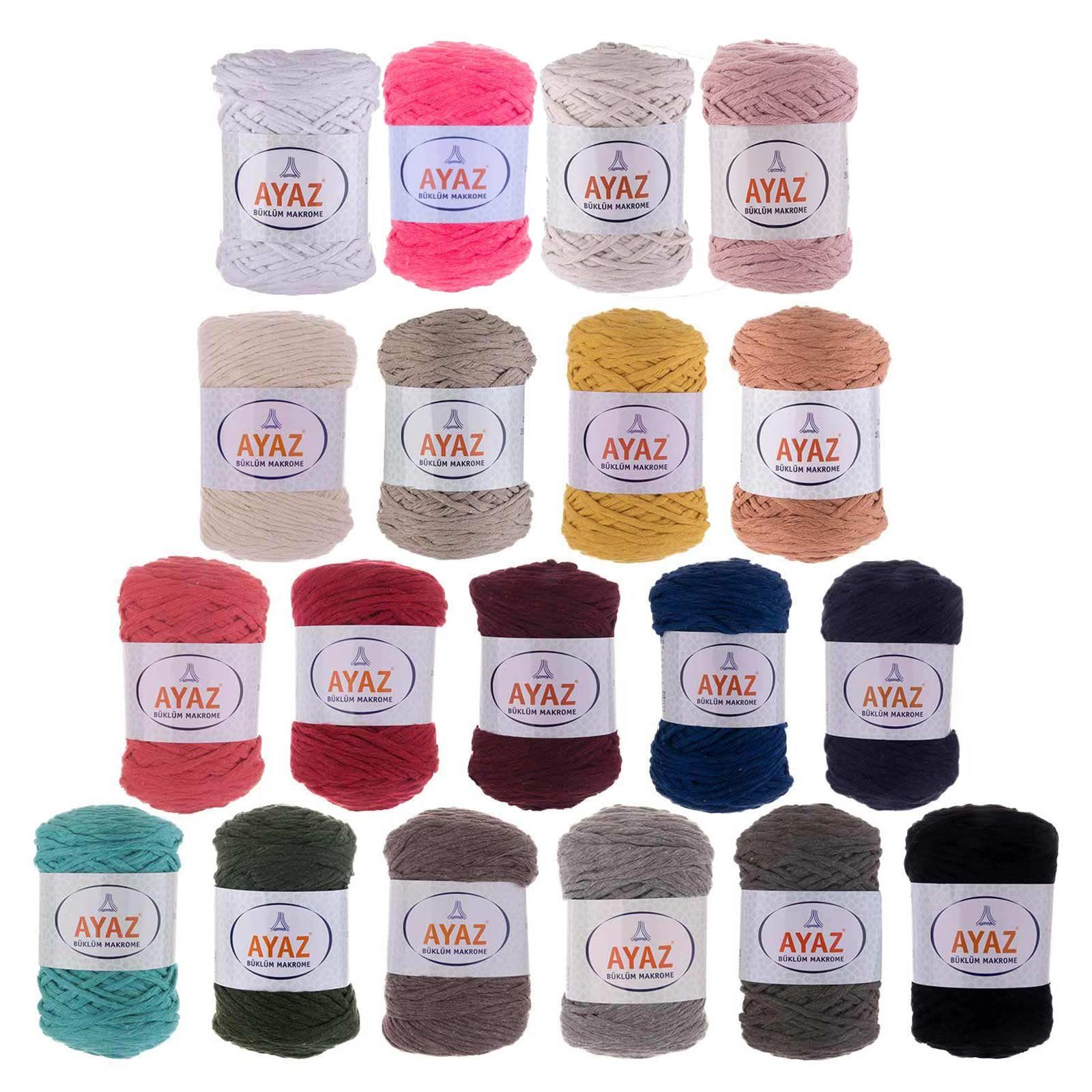 AYAZ 4 x 250g Strickgarn Büklüm Makrome Häkelwolle, 1221 beigerot