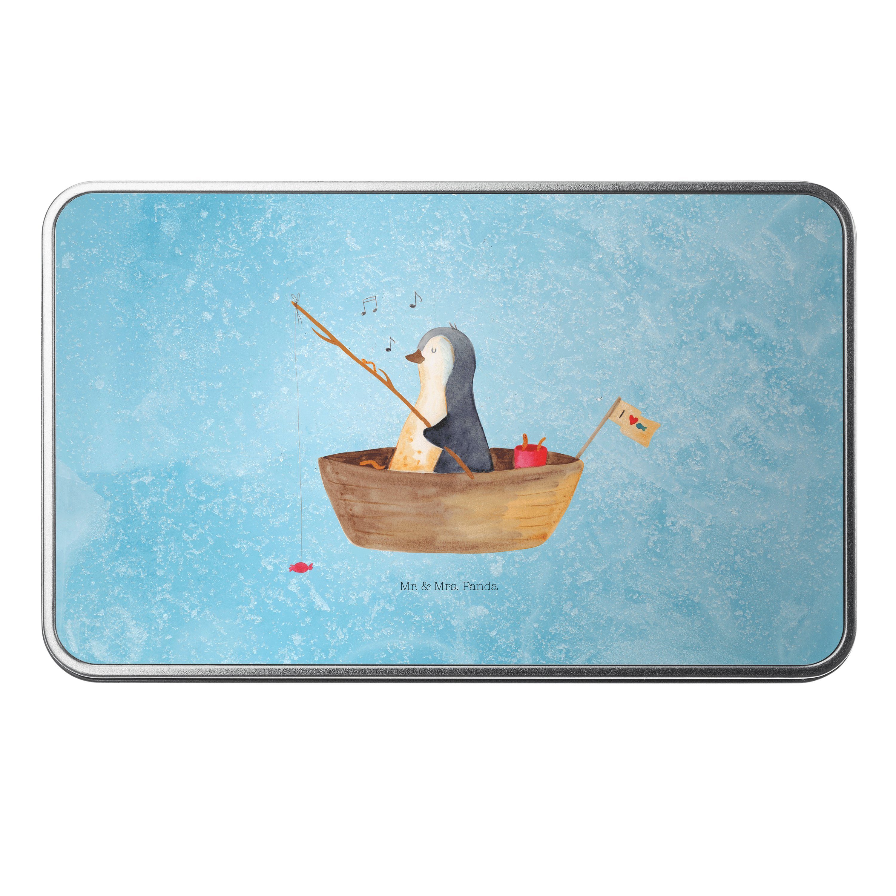 Mr. & Mrs. Panda Dose Pinguin Angelboot - Eisblau - Geschenk, Leben, Container, Dose, Blech (1 St) | Dosen