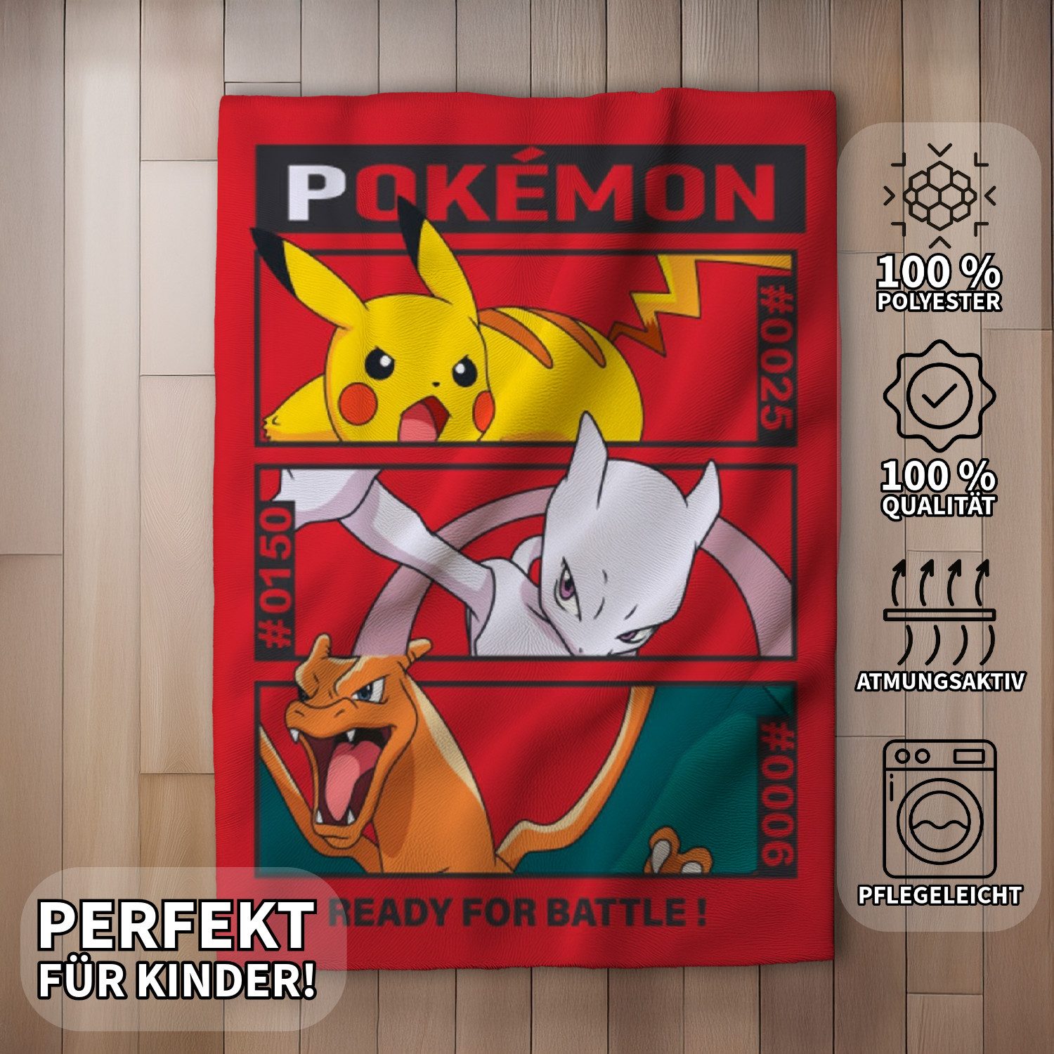 Wohndecke Pokemon Fleecedecke Schmusedecke Kuscheldecke 100 x 140 cm, AY!Max