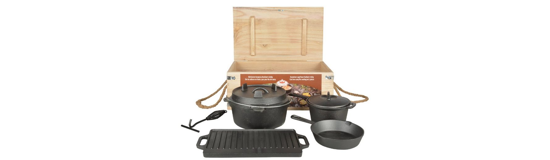 esschert design Feuerschale »Dutch Oven 7er Set Koch Topf Grill Pfanne