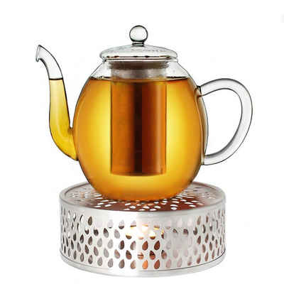 Creano Teekanne »Creano Teekanne aus Glas 1,0l + ein Stövchen aus«, 1 l, (Set, 1 Teekanne, 1 Stövchen, 1 Deckel)