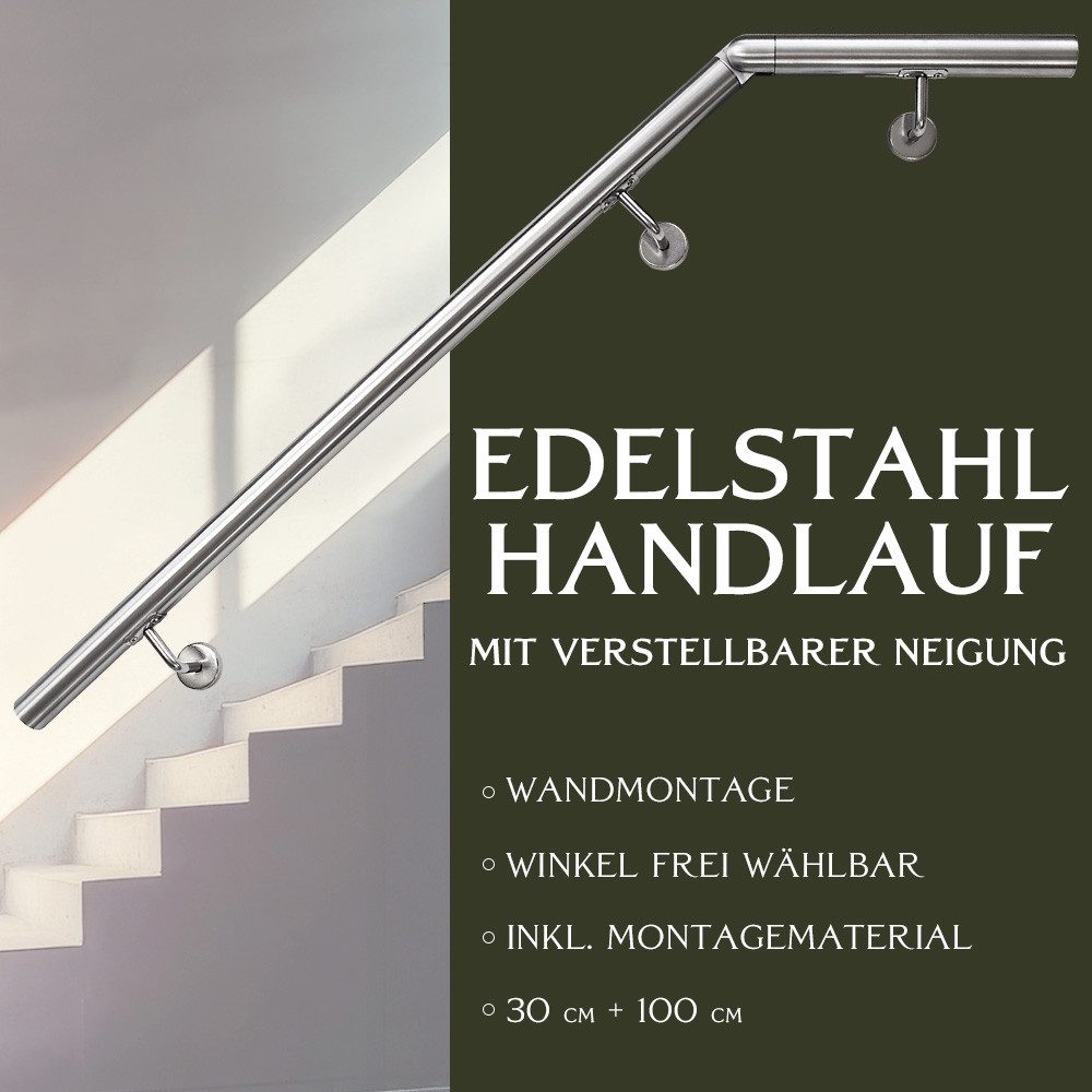 V2Aox Handlauf Handlauf aus Edelstahl mit Winkel 100 cm Gelenkverbinder Geländer – Bild 2 von 5