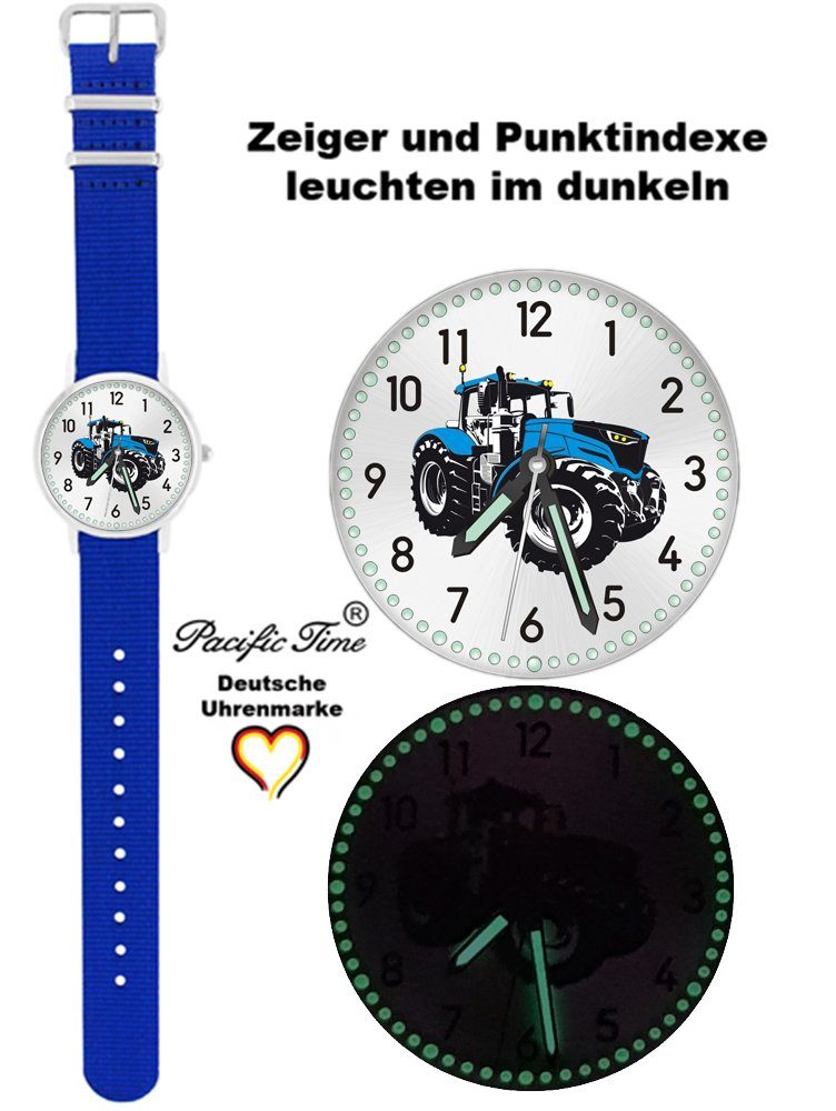 Kinder blau Match und Traktor Versand Design Armbanduhr Mix royalblau Wechselarmband, Gratis Quarzuhr Pacific - Time