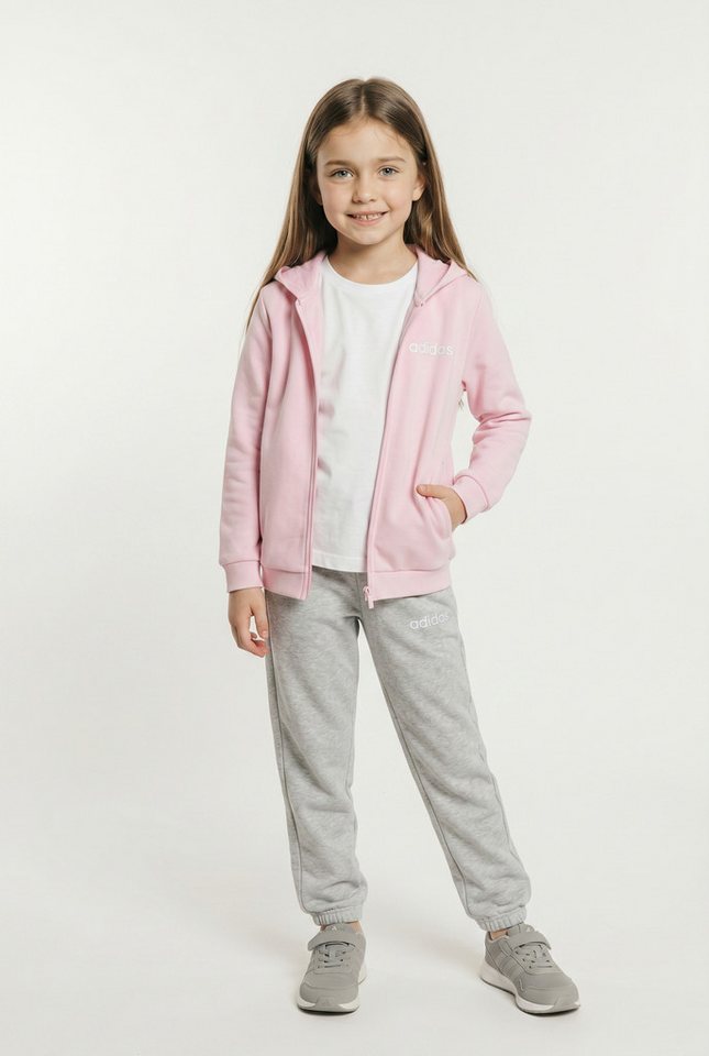 adidas Sportswear Trainingsanzug ESSENTIALS KINDER (2-tlg), zweiteilig, aus Baumwolle und Polyester, weiches French Terry
