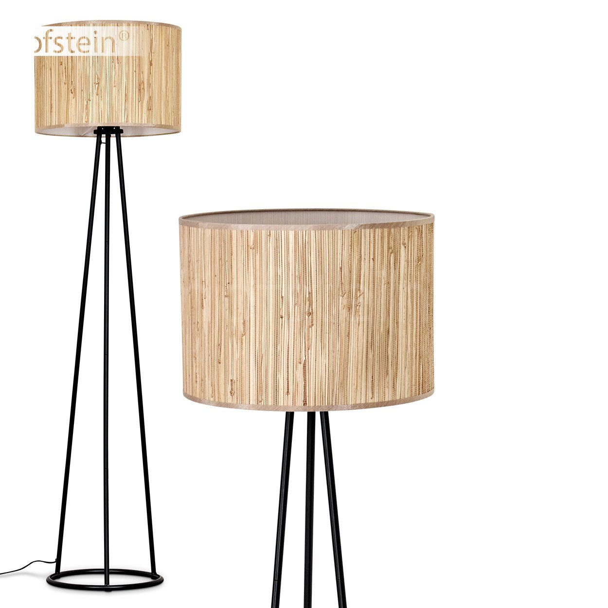 hofstein Stehlampe Stehlampe aus Metall/Seegras in Schwarz/Natur, ohne Leuc günstig online kaufen