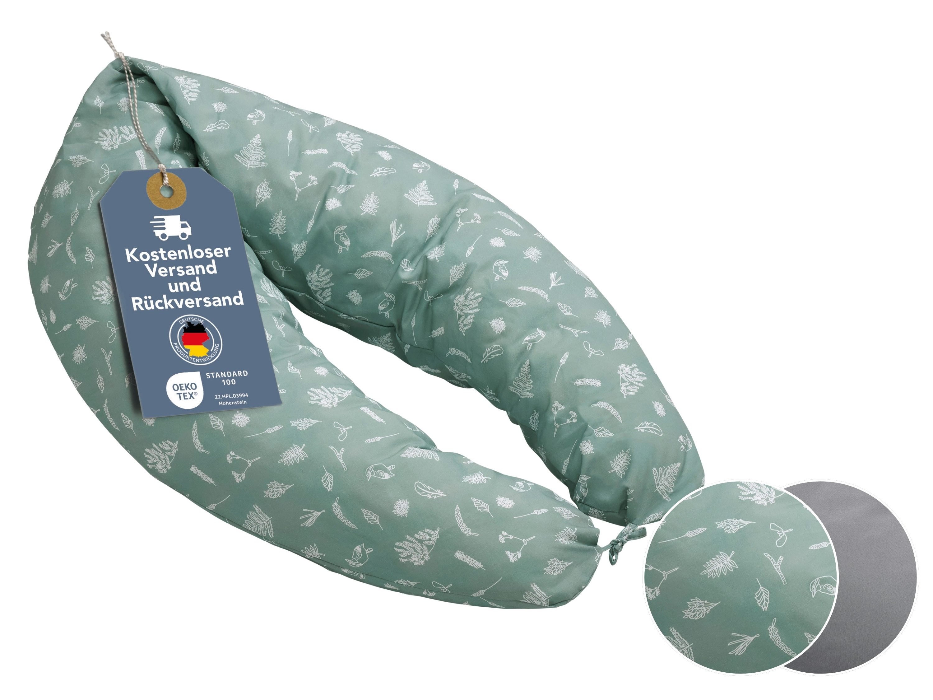 XDREAM Stillkissen Schwangerschaftskissen, Lagerungskissen, mit weichem Microfaserbezug, 1-tlg., XXL Stillkissen, Seitenschläferkissen mit Bändern zum Knoten, 190 cm