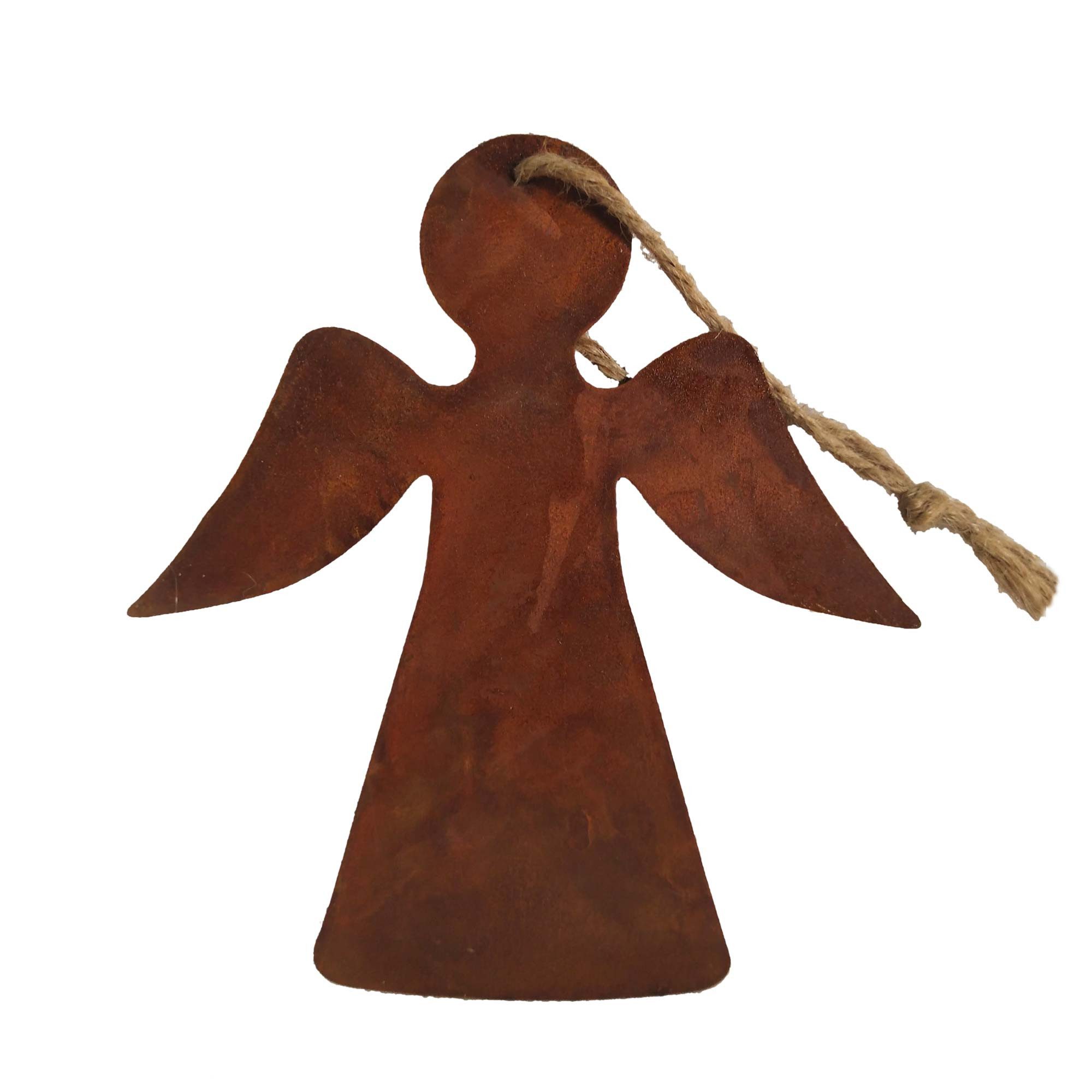 UNUS GARDEN Dekofigur Deko Aufhänger Engel aus Metall Rostoptik mit Jutekor günstig online kaufen