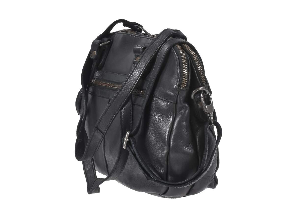 Bear Design Umhängetasche "Lieke" Leder Damen Schultertasche Handtasche mittelgroß, Handtasche, 2 getrennte Fächer, Schultertasche 33x25cm, schwarz – Bild 5 von 5