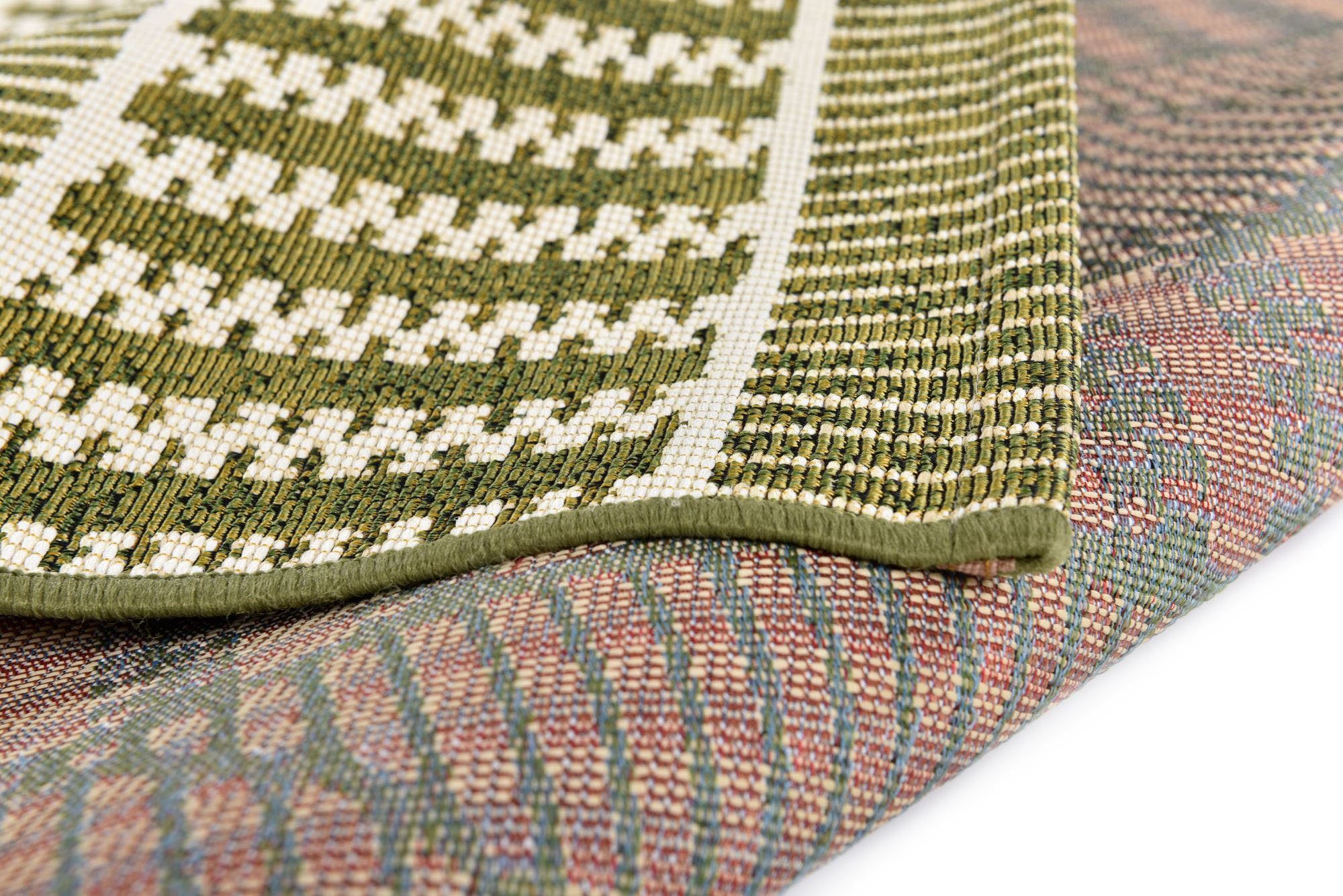 HOME, 5 TOM Wohnzimmer Funky modernes Flachgewebe, Design, Rauten Teppich Geometric, Höhe: TAILOR rechteckig, grün Outdoor mm, Outdoor geeignet,