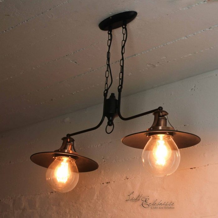 Licht-Erlebnisse Pendelleuchte CANCUN ohne Leuchtmittel Hängelampe Vintage Industrial Design Glas Metall E27 Küche