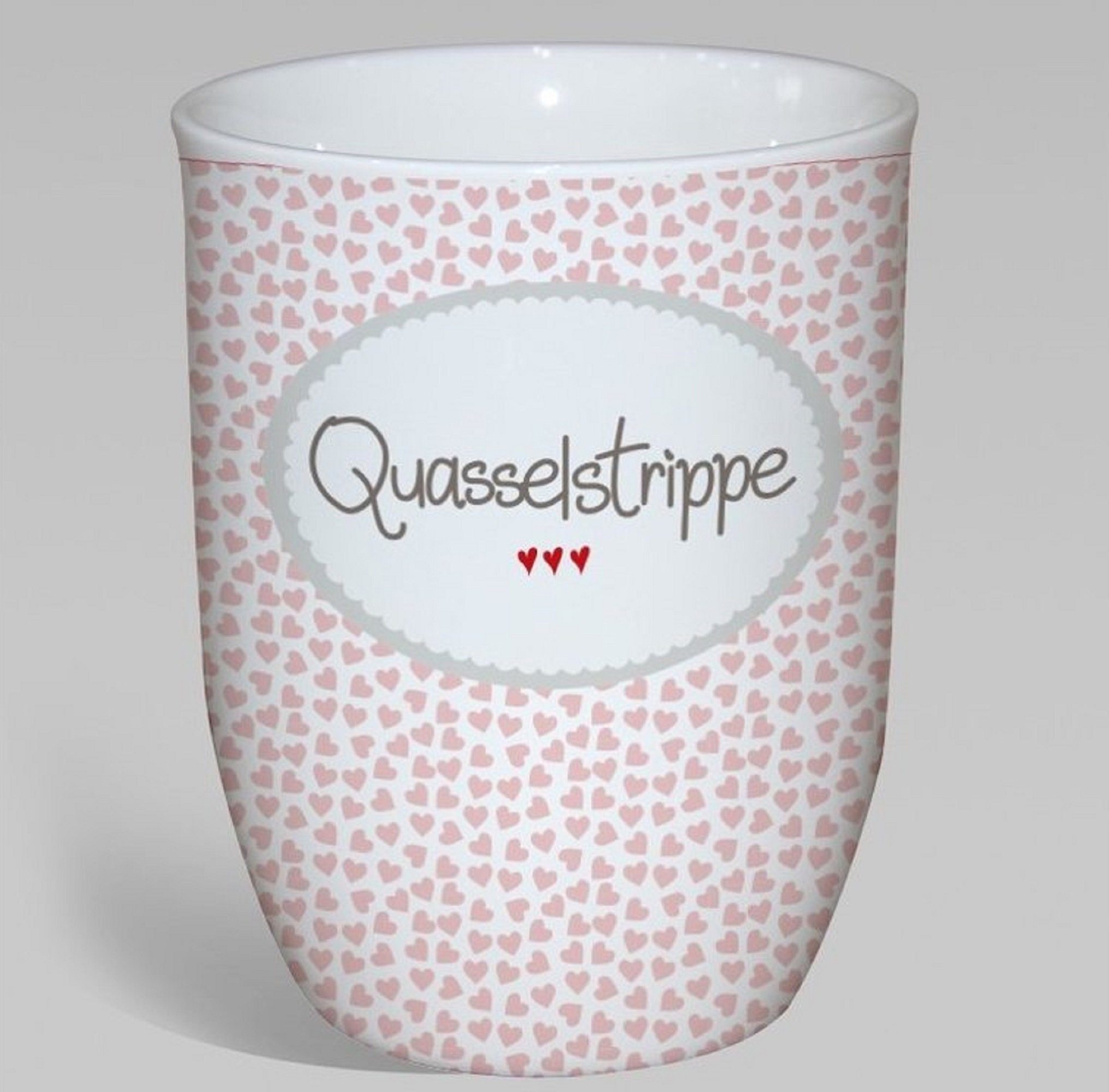 MEA LIVING Tasse MEA LIVING Henkel Becher 500ml Spruch QUASSELSTRIPPE Tasse rosa Herzen