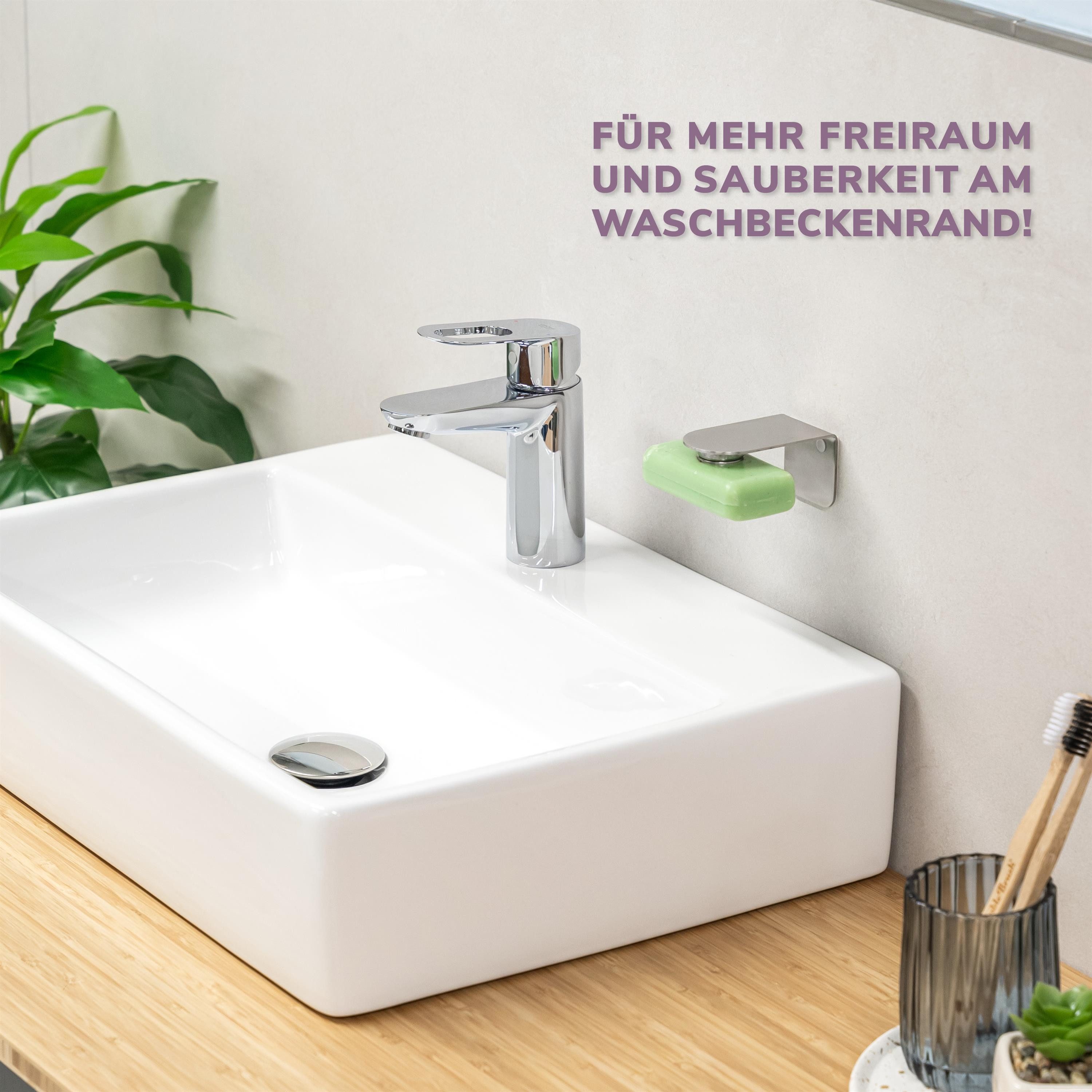 bremermann Seifenhalter Magnet-Seifenhalter PUREZZA – hängende Seife durch Magnet – matt, Breite: 4,5 cm, 1-St.