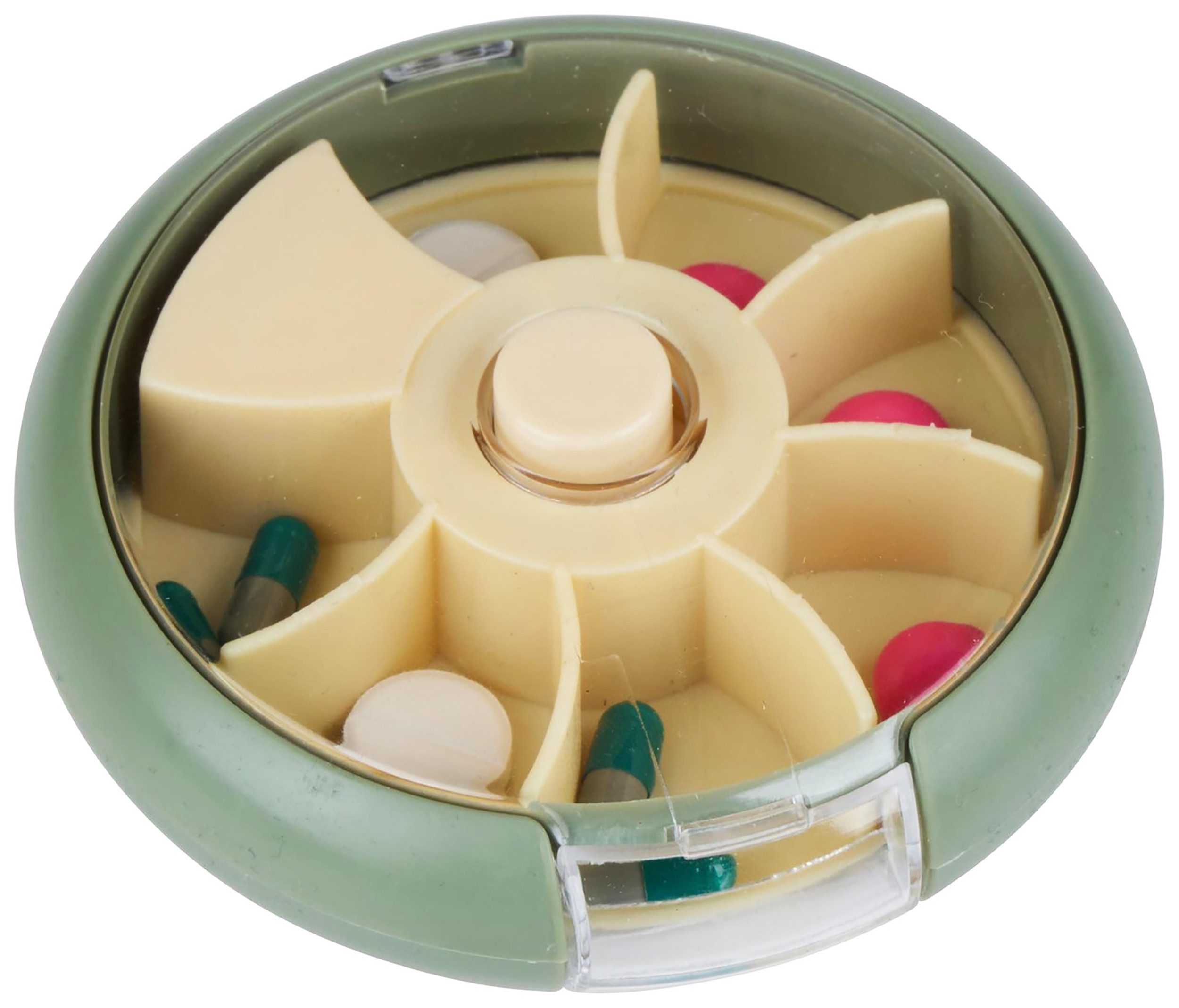 COMFORT AID Pillendose 7 Tage PILLENBOX rund mit 7 Fächer aus Kunststoff Pillendose 94, Tablettenbox Medikamentenbox Tablettendose Pillen Dose Box