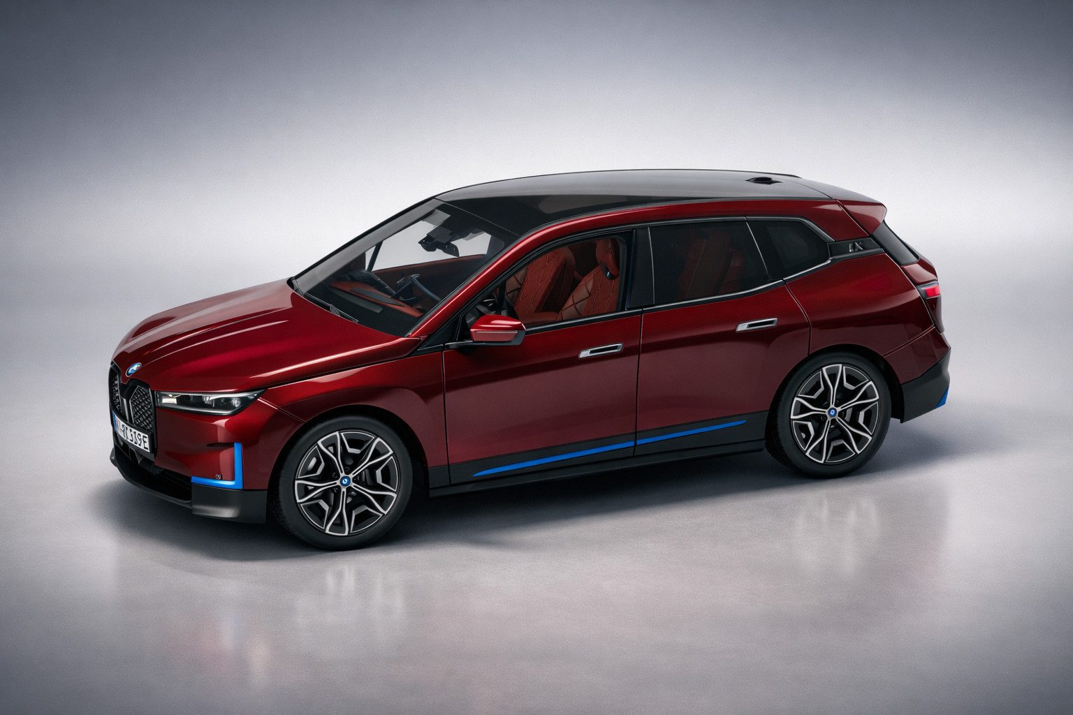 BMW Modellauto BMW iX 1:18 Miniatur Modellauto Auto Aventurin Rot – Diecast, (1-tlg)