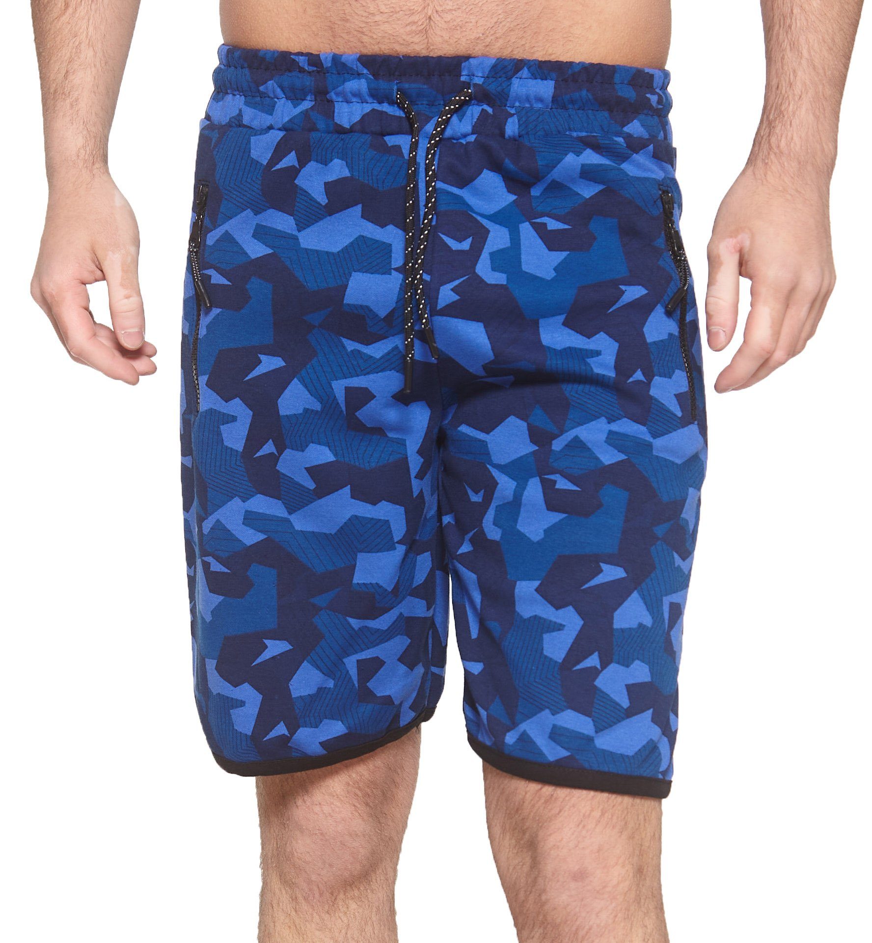 John Kayna Shorts Bermudas (Kurze Freizeit Jogging Hose Streetwear Hose Design) im Blau Jogger Casual modischem Herren Camouflage Sweatpants, Fitness 1-tlg