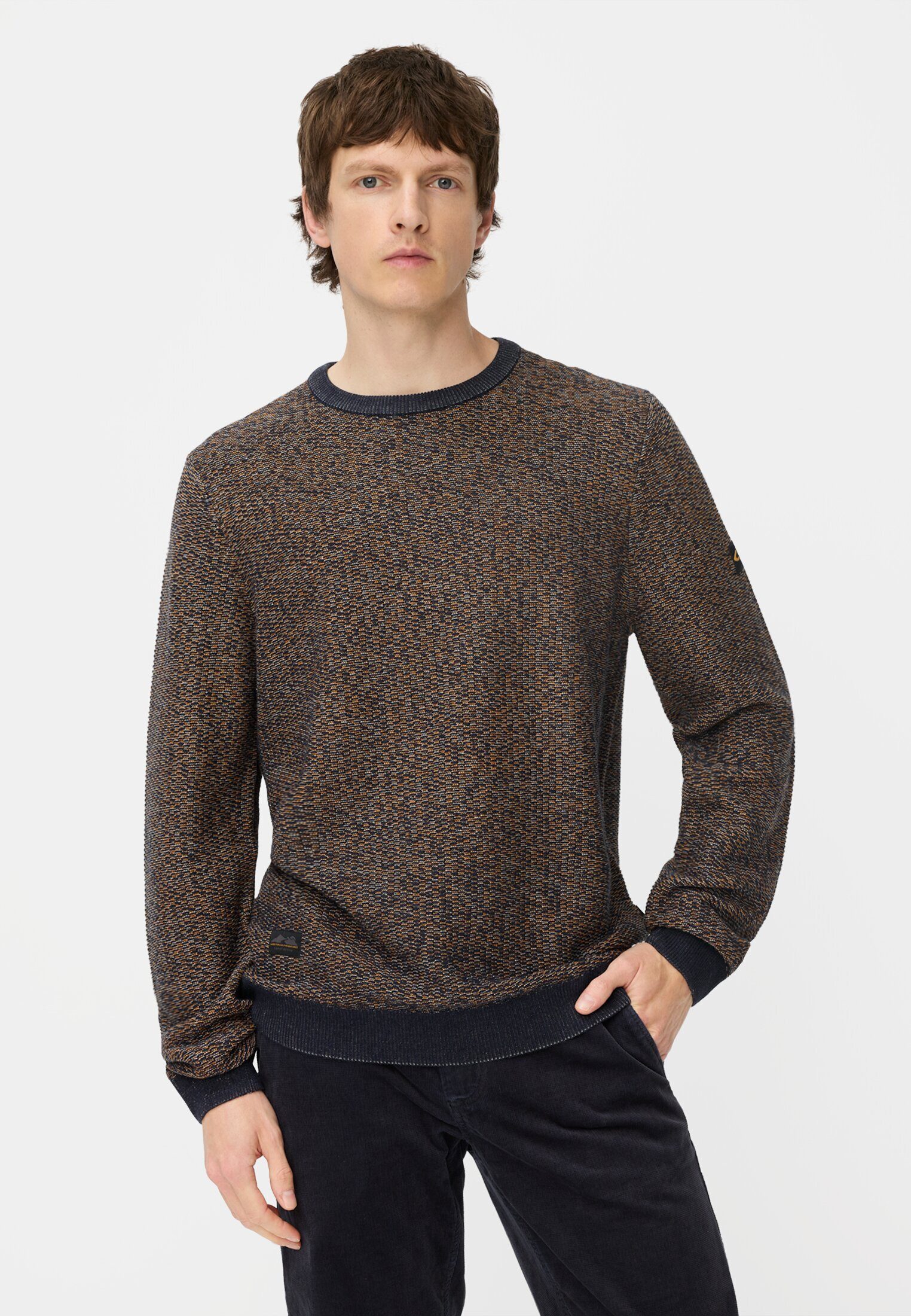 camel active Вязаные свитера mit Rundhalskragen Langarm Rundhals Markenlabel
