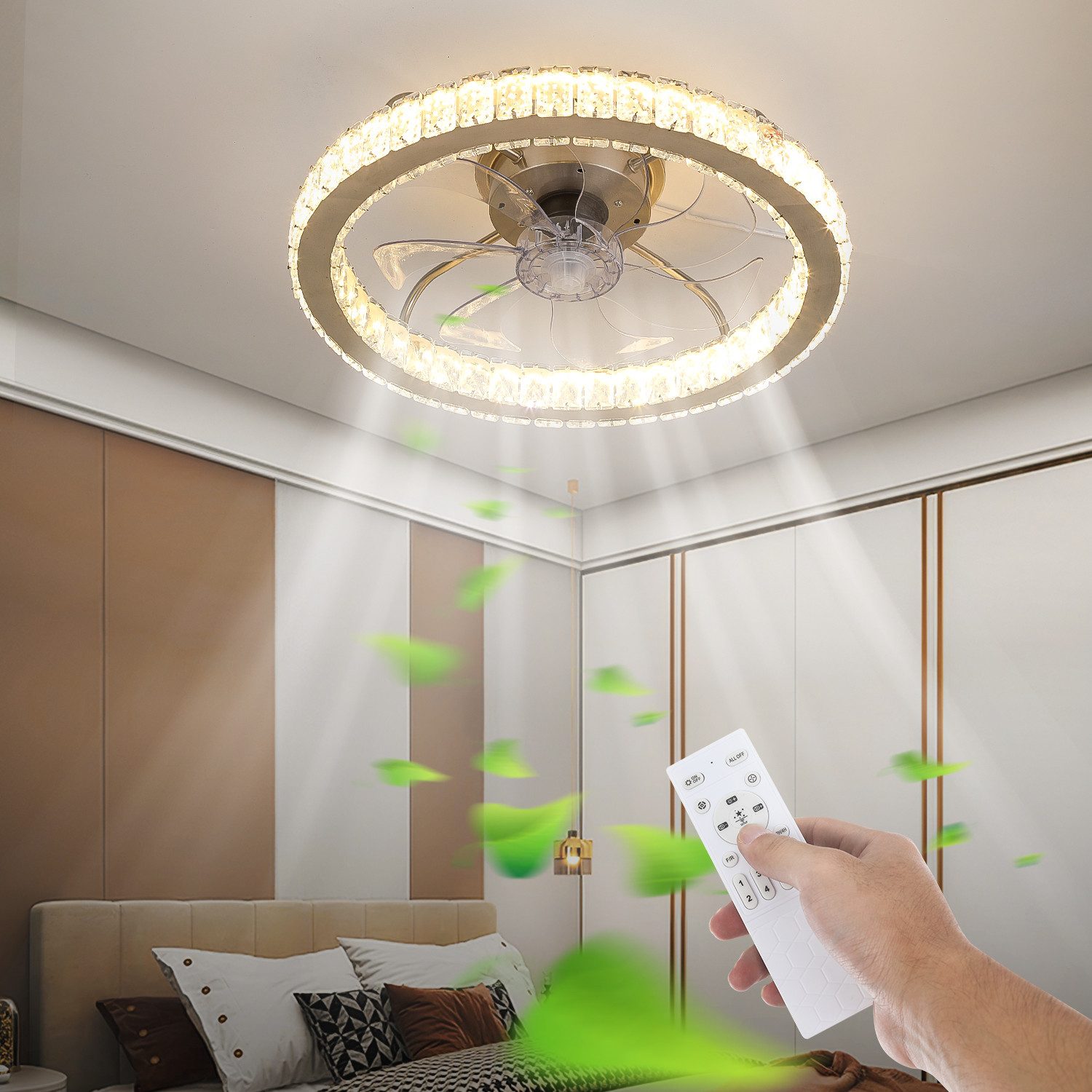oyajia Deckenleuchte 36W LED Deckenlampe Deckenventilator, günstig online kaufen
