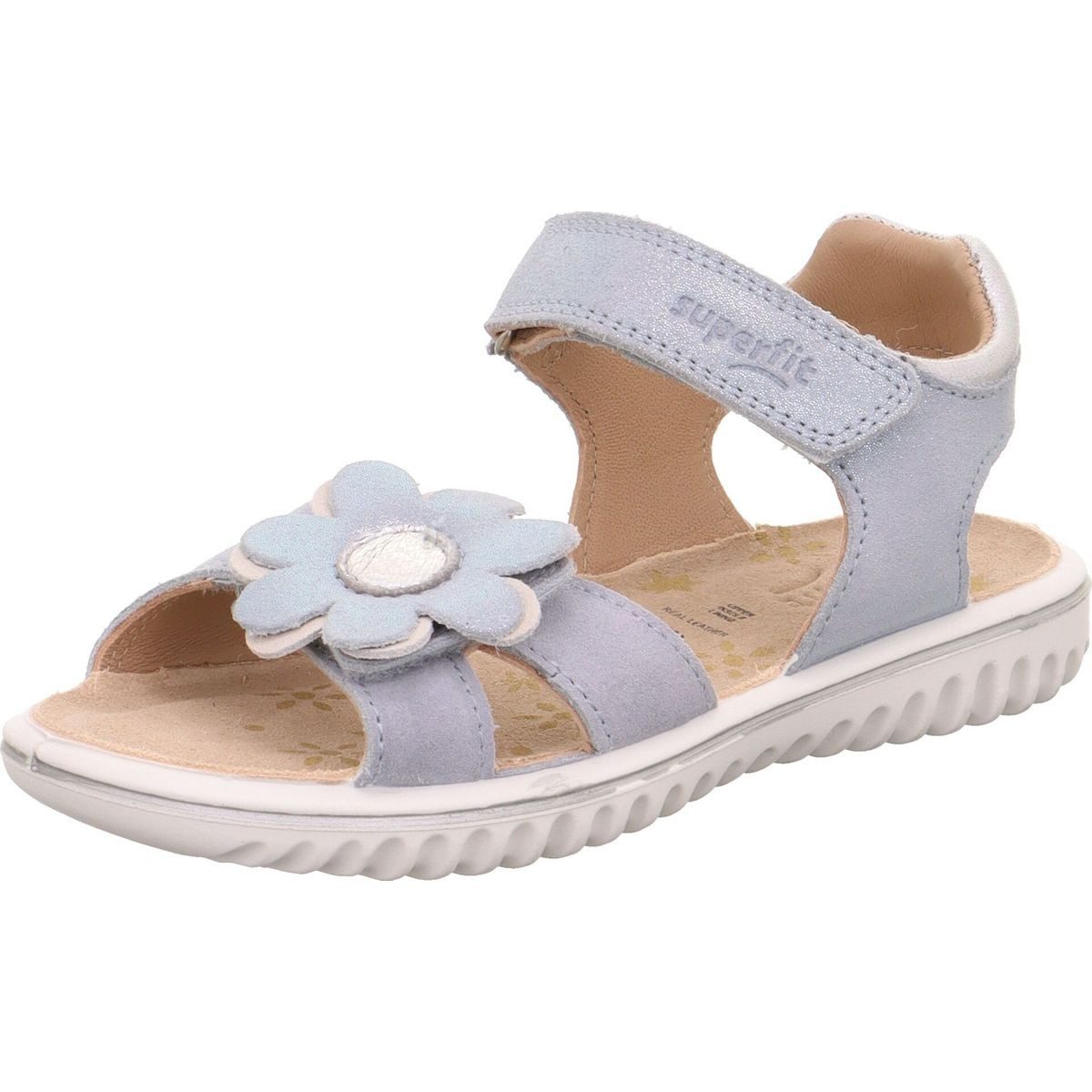 Superfit Sparkle Outdoorsandale Stylische Sandale für Mädchen aus Veloursleder mit Blumenapplikation