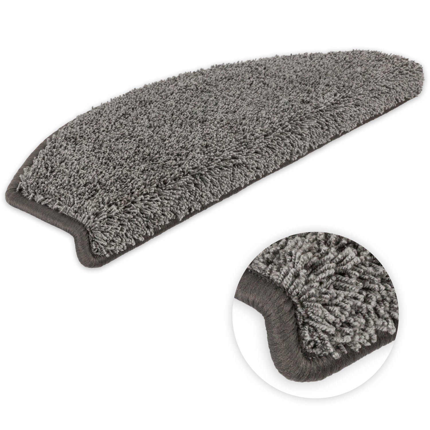 Metzker® Stufenmatte Shaggy Stufenmatten Emphoria Halbrund dunkelgrau 15 St günstig online kaufen